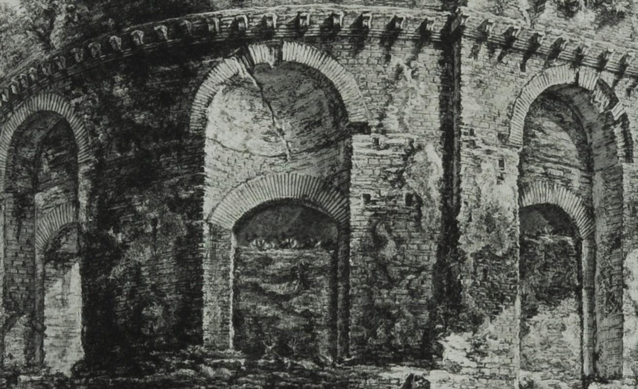 Veduta del Tempio - Gray Landscape Print by Giovanni Battista Piranesi