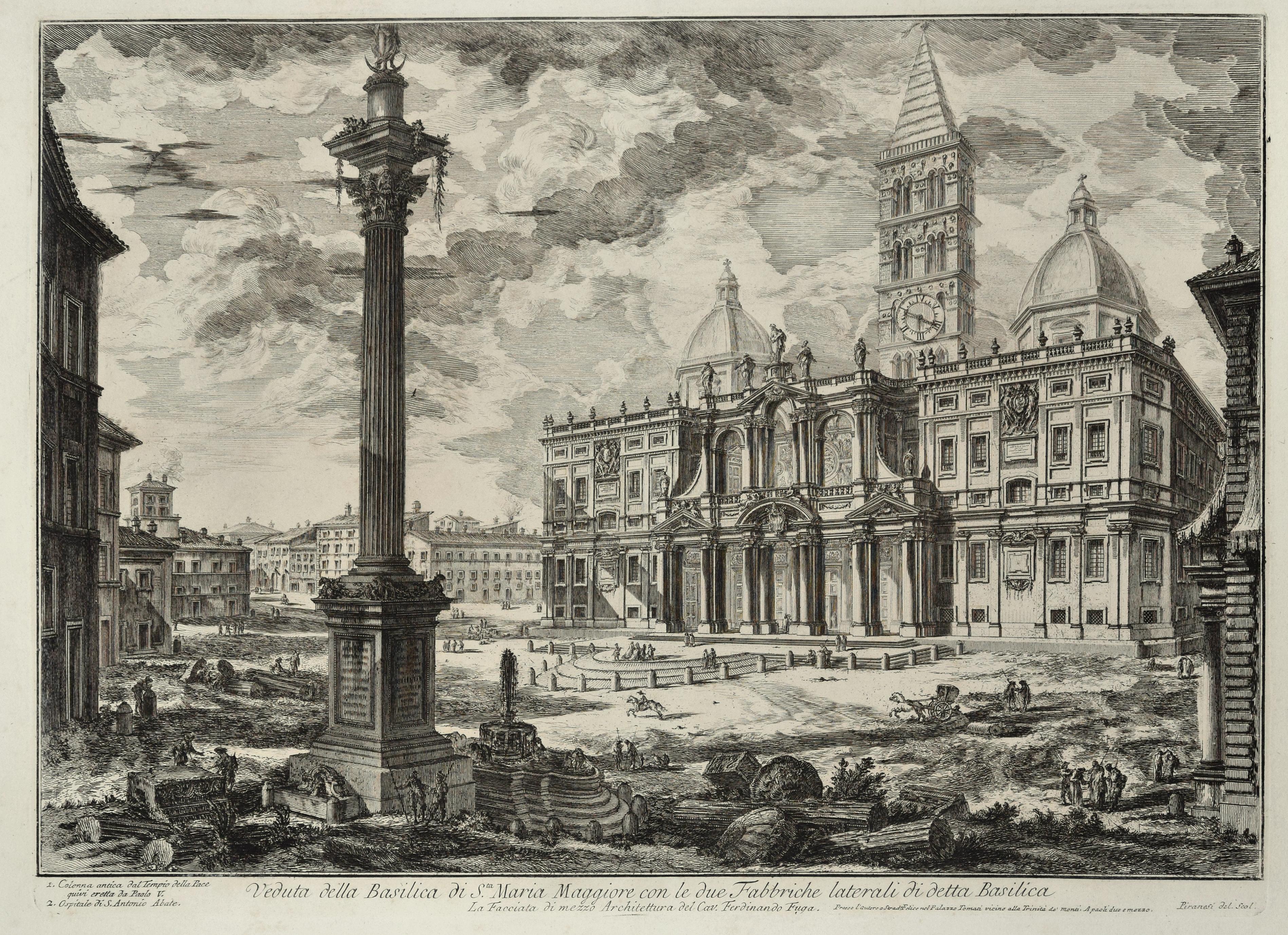 Veduta Della Basilica Di S. Maria Maggiore Con Le Due Fabbriche Laterali... - Print by Giovanni Battista Piranesi