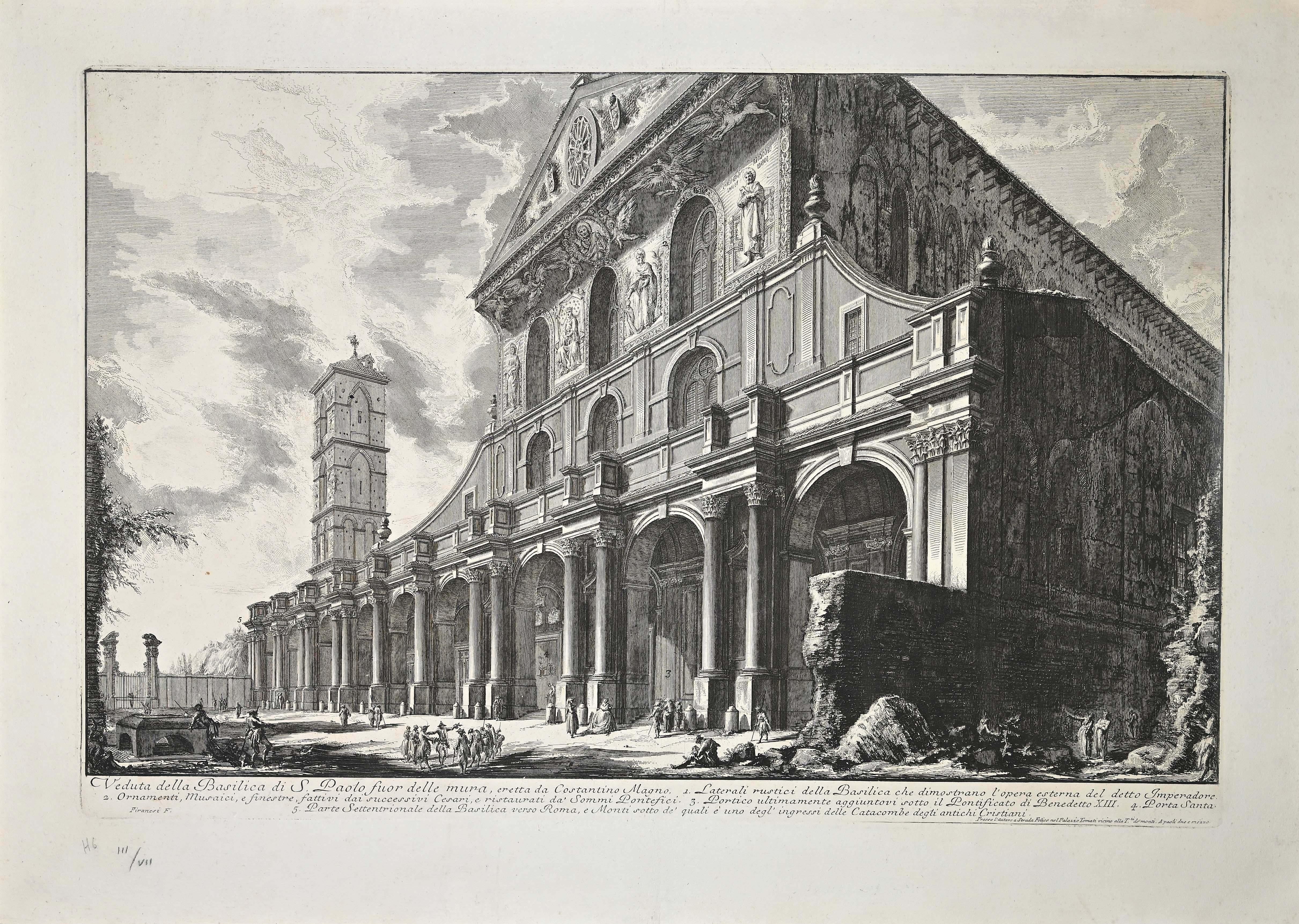 Figurative Print Giovanni Battista Piranesi - Veduta della Basilica di S. Paolo Fuor delle Mura - Gravure