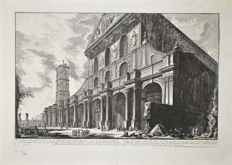Veduta della Basilica di S. Paolo Fuor delle Mura - Etching