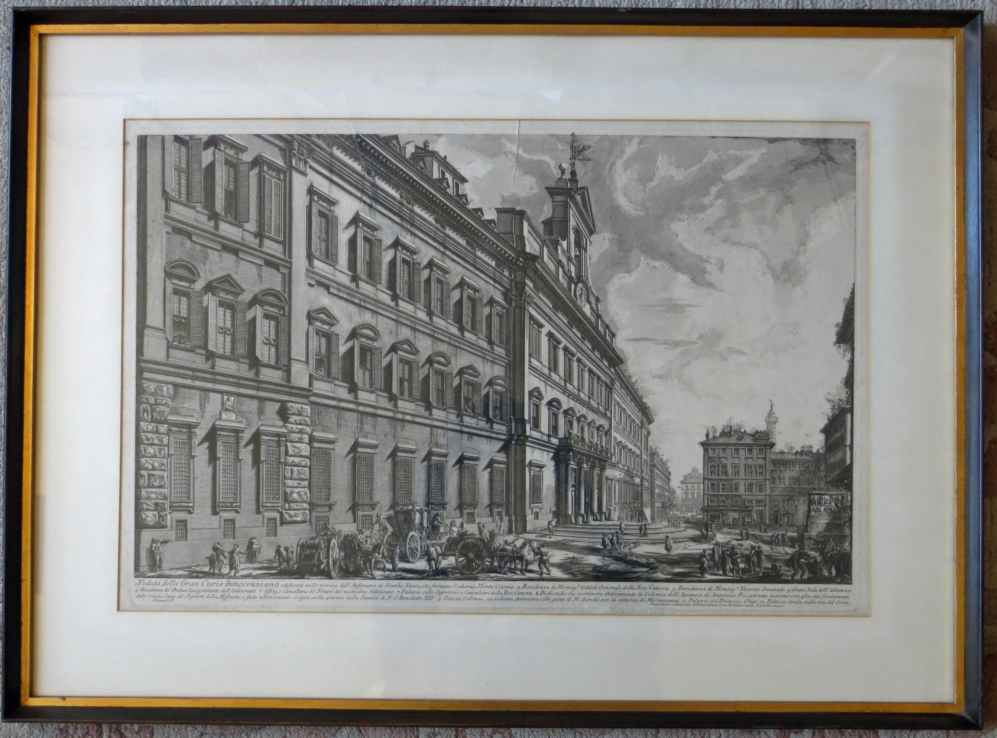 Cette exceptionnelle eau-forte de Giovanni Battista (Giambattista) Piranesi (né en 1720-1778), datant du milieu du XVIIIe siècle, est intitulée 