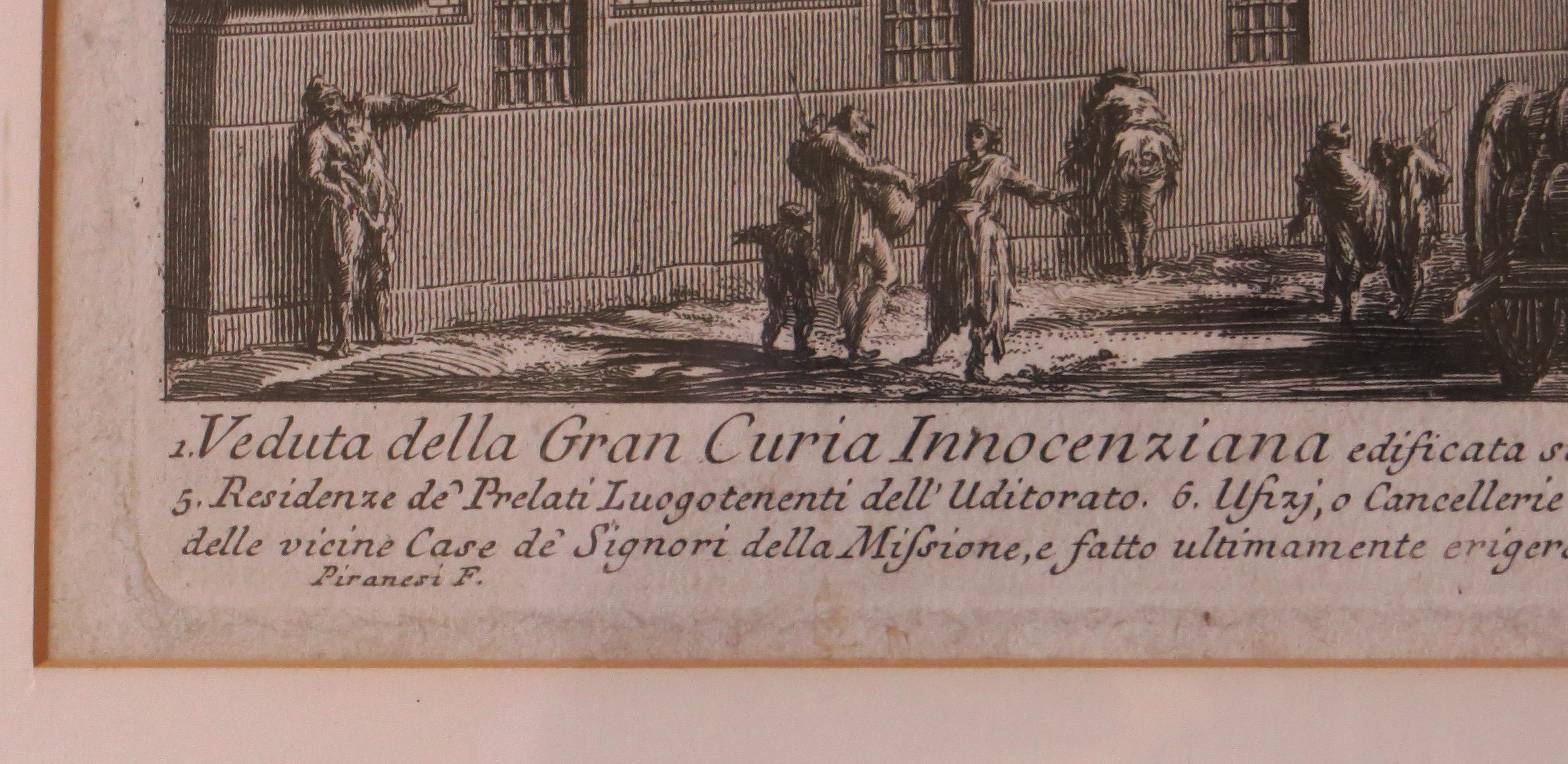Veduta Della Gran Curia Innocenziana from Vedute di Roma, 1752 - Gray Print by Giovanni Battista Piranesi