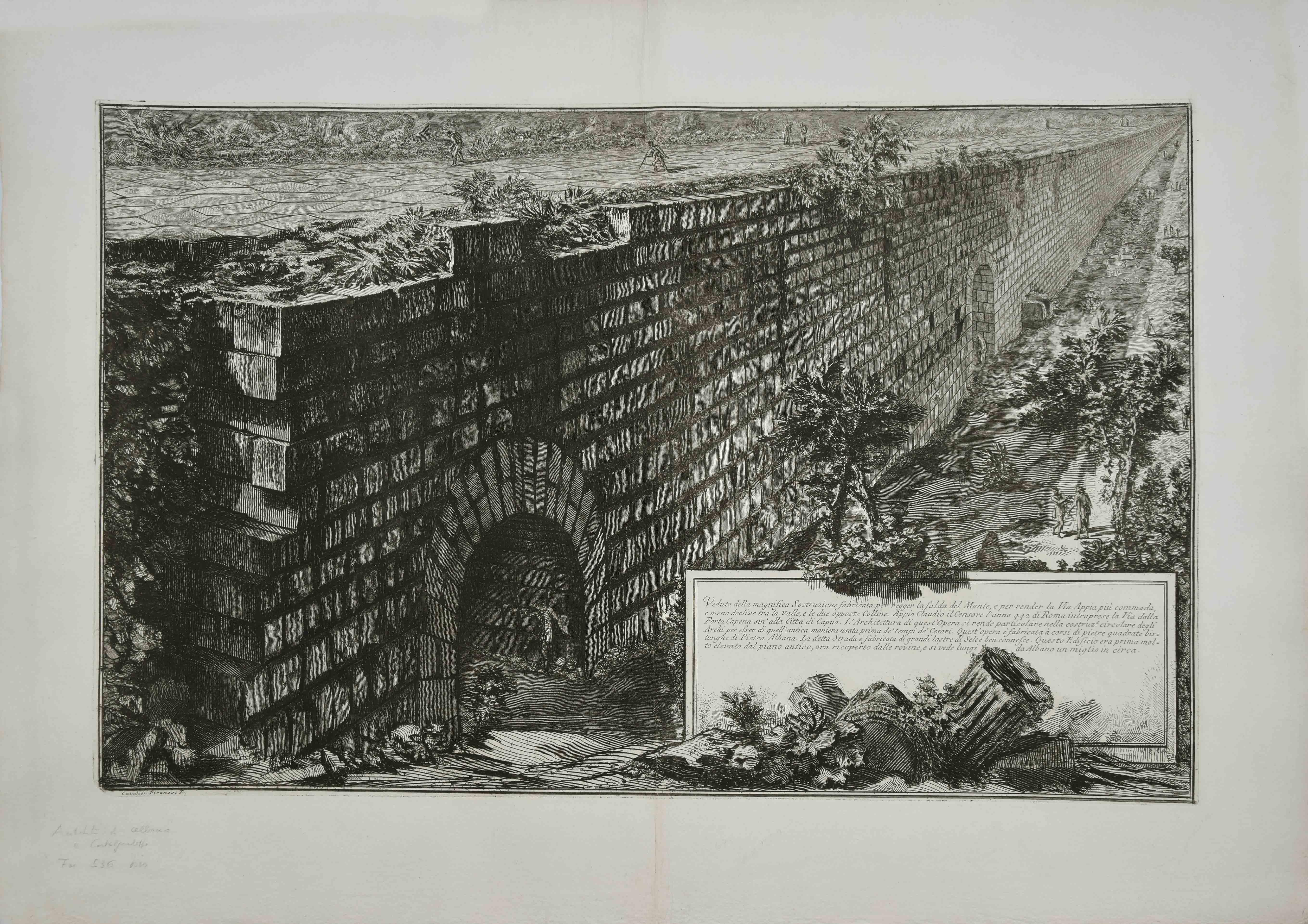 Veduta della Magnifica Sostruzione Fabricata  - Etching by G. B. Piranesi -1760s