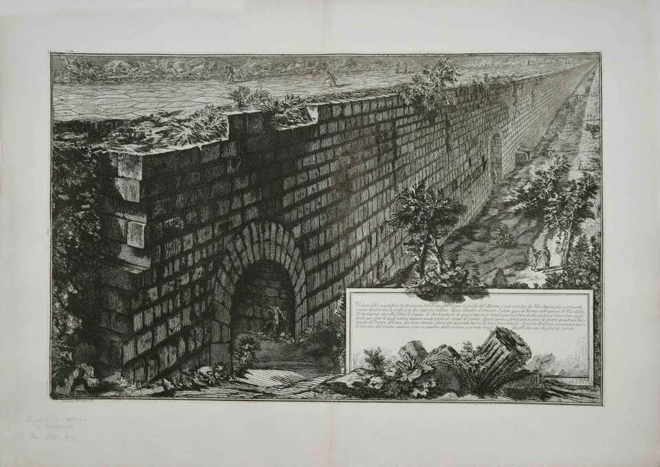 Veduta della Magnifica Sostruzione Fabricata - Etching by G. B. Piranesi -1760s