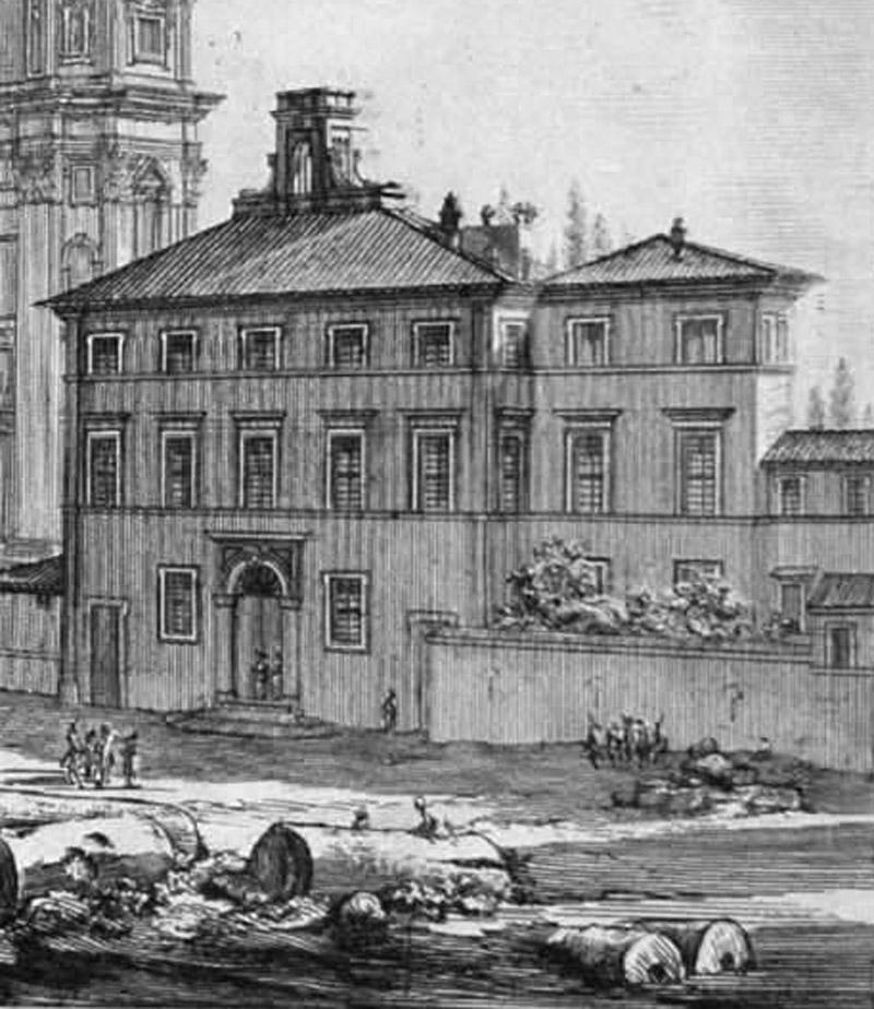 Veduta dell'esterno della gran Basilica di S. Pietro in Vaticano  - Old Masters Print by Giovanni Battista Piranesi