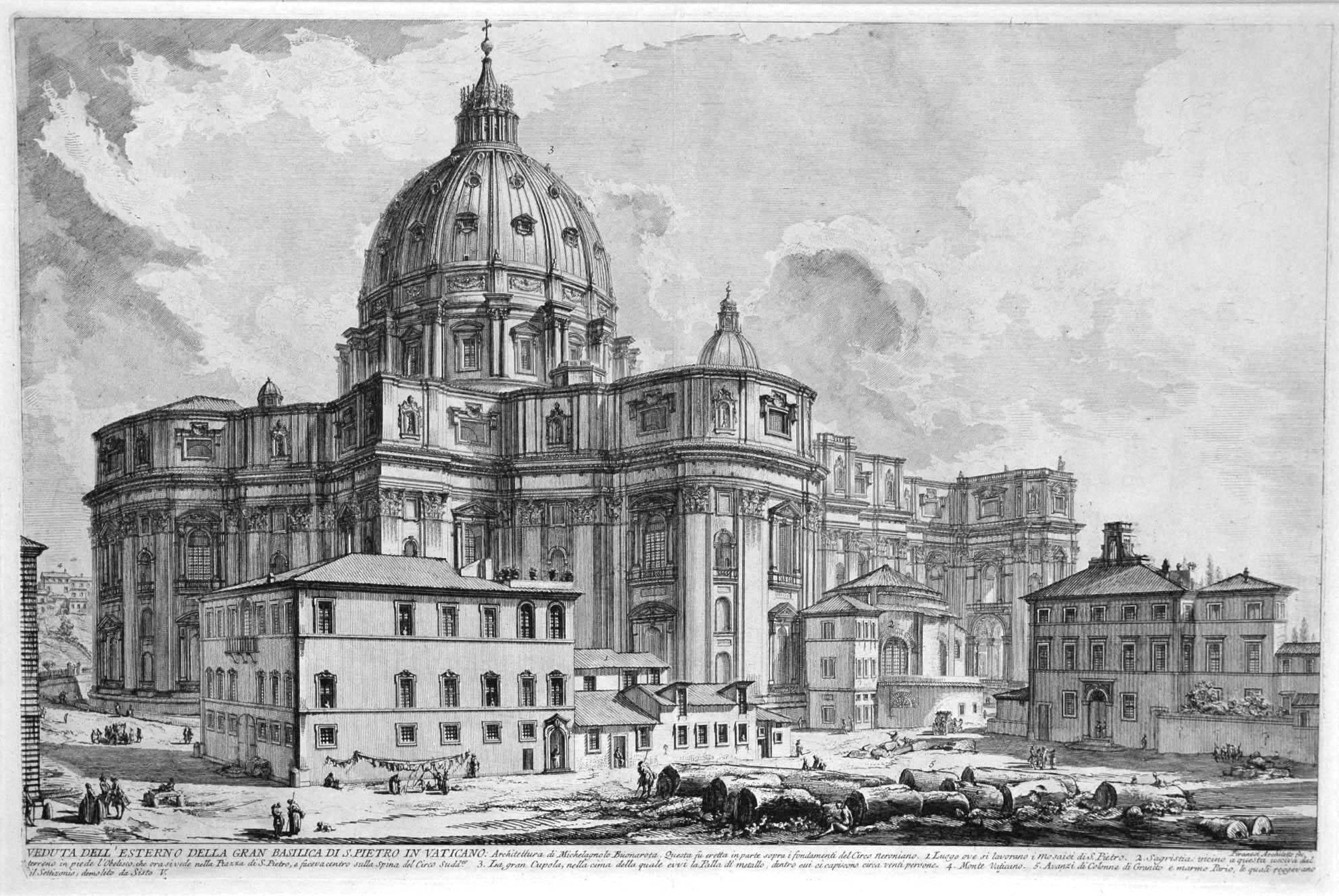 Landscape Print de Giovanni Battista Piranesi - Veduta dell'esterno della gran Basilica di S. Pietro in Vaticano 