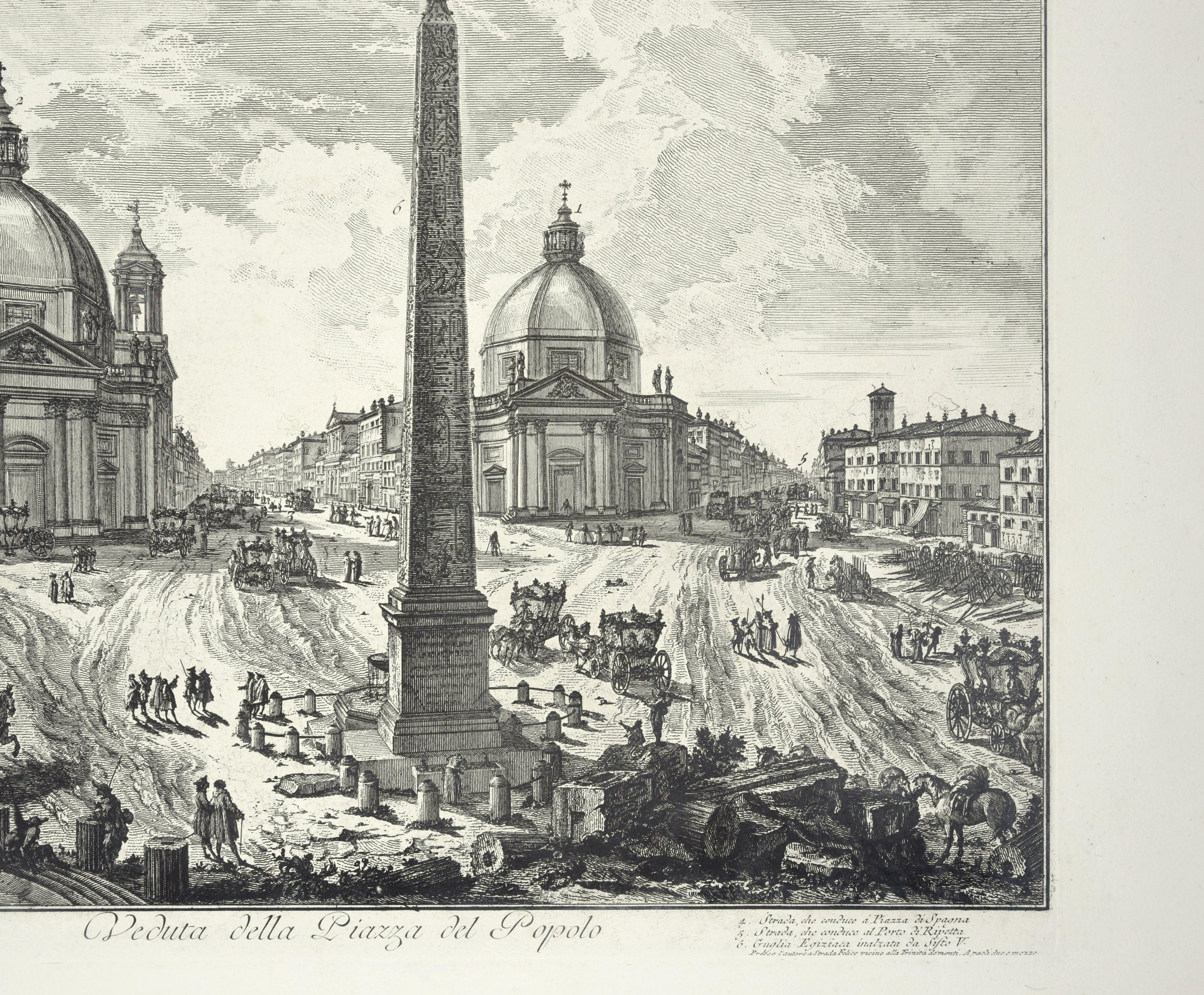 Veduta di Piazza del Popolo - Etching by G. B. Piranesi - Print by Giovanni Battista Piranesi