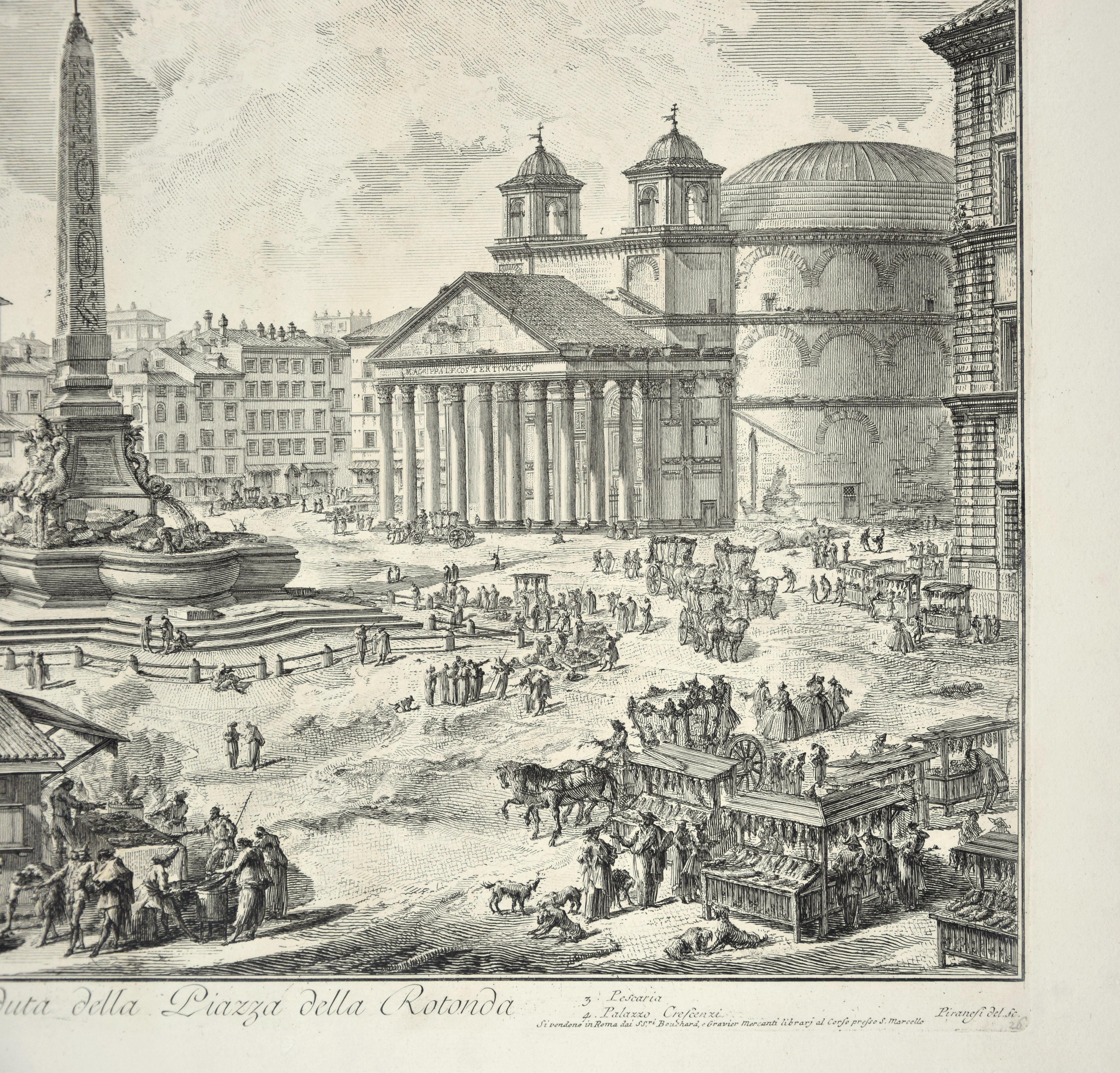 Veduta della Piazza della Rotonda - Early Lifetime Impression - Print by Giovanni Battista Piranesi