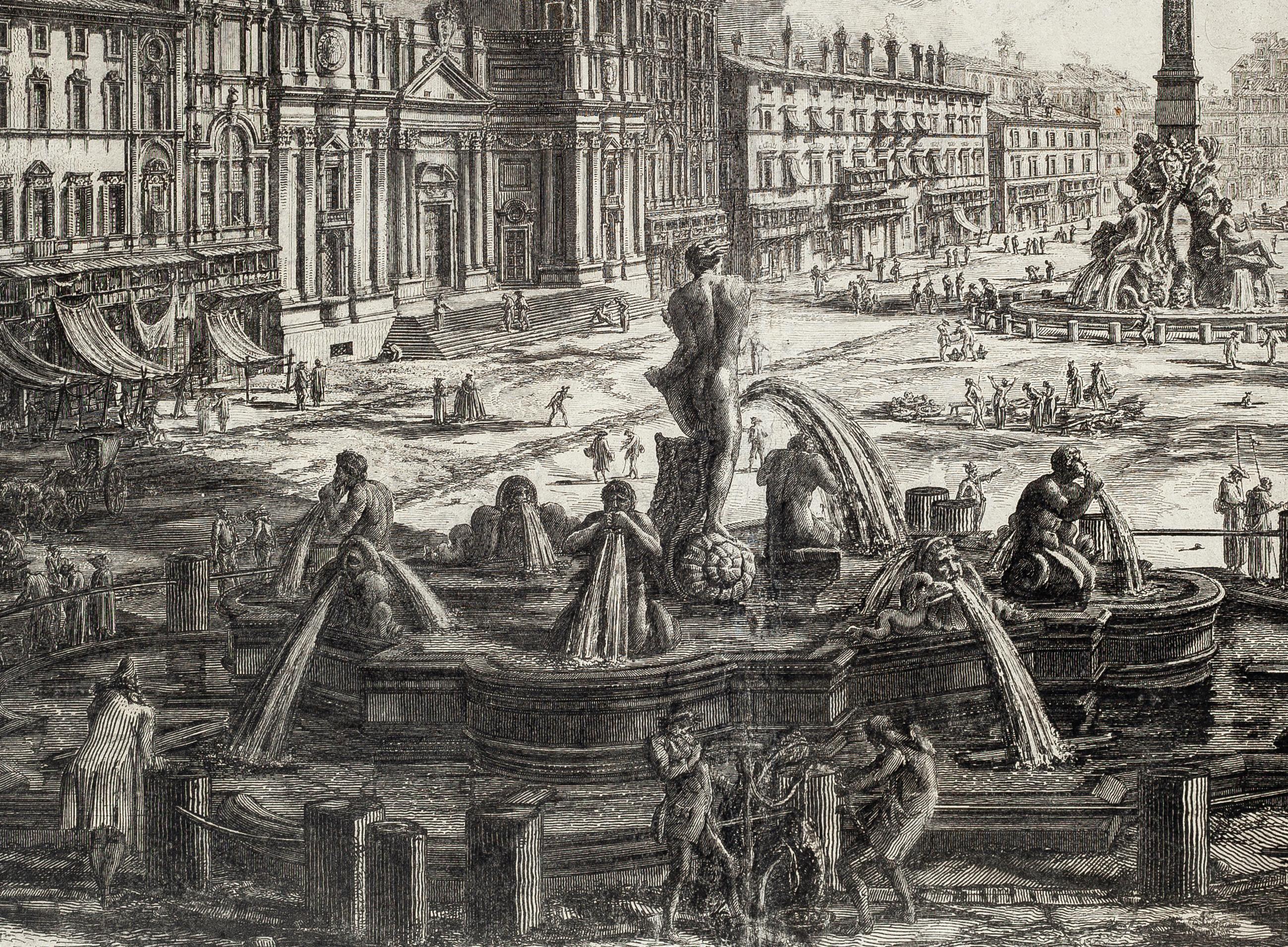 View of Piazza Navona - Original Etching by G. B. Piranesi - 1773 ca. - Print by Giovanni Battista Piranesi