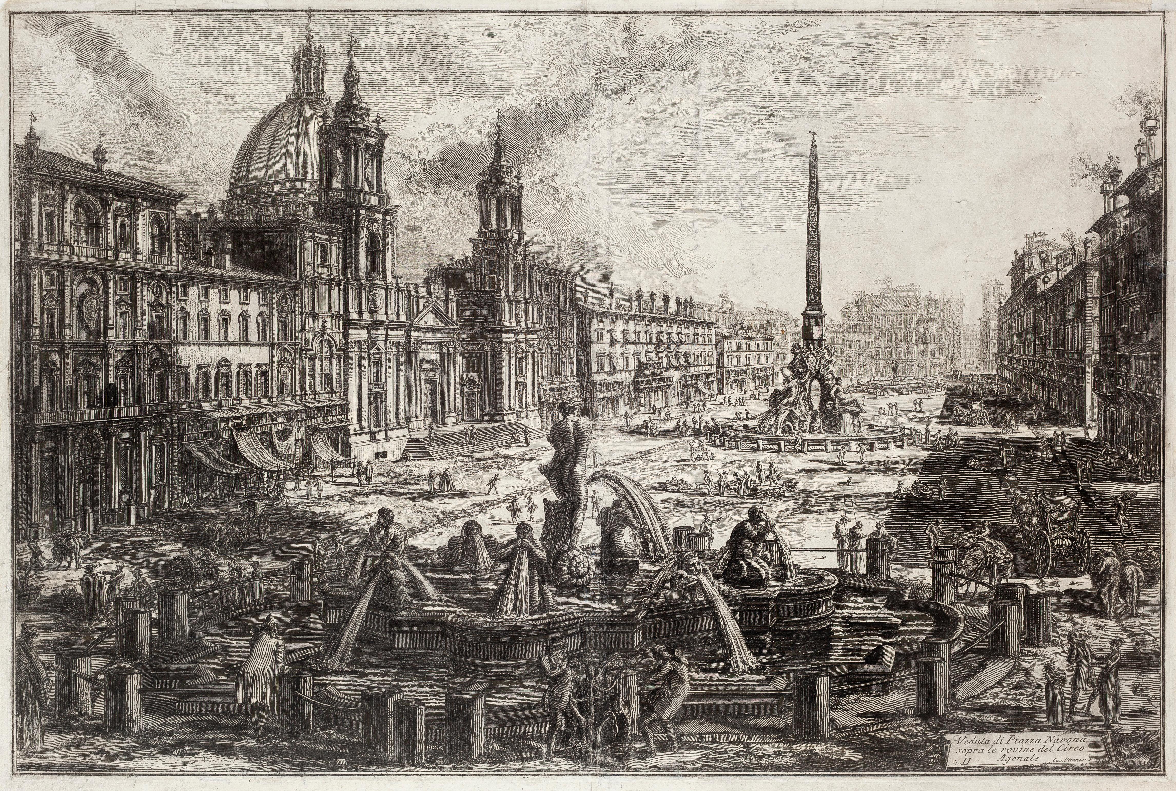 Giovanni Battista Piranesi Figurative Print - View of Piazza Navona - Original Etching by G. B. Piranesi - 1773 ca.