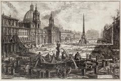 Antique View of Piazza Navona - Original Etching by G. B. Piranesi - 1773 ca.