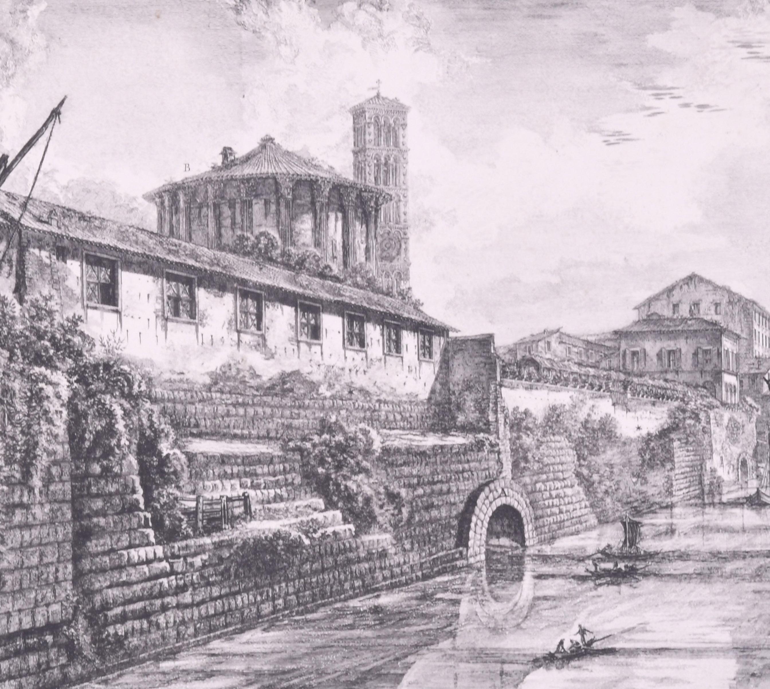 View of the Ancient Structure built by Tarquinius Superbus called the Bel Lido - Old Masters Print by Giovanni Battista Piranesi