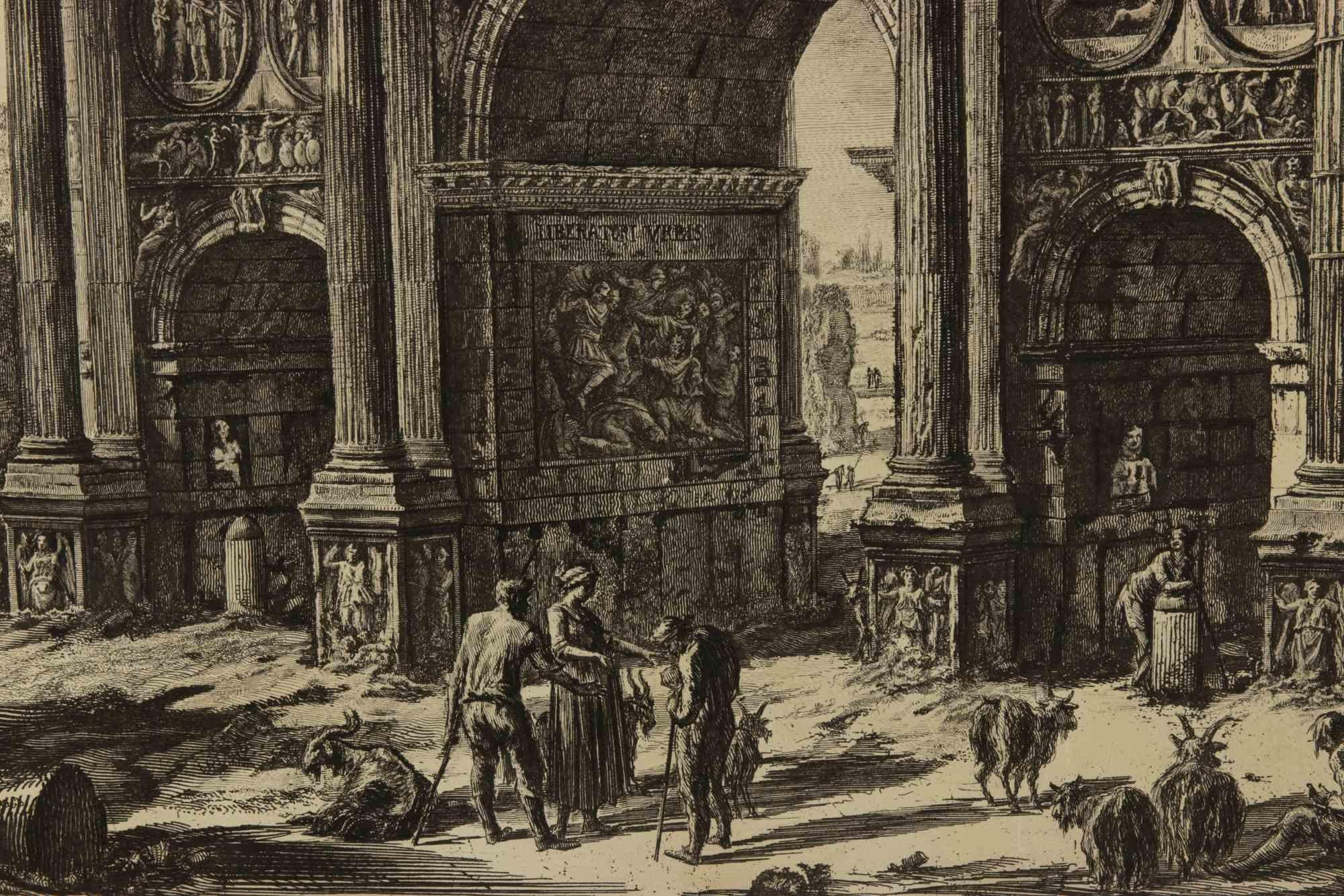 Vista del Arco de Constantino - Aguafuerte de G.B.Piranesi - Siglo XIX - Print de Giovanni Battista Piranesi