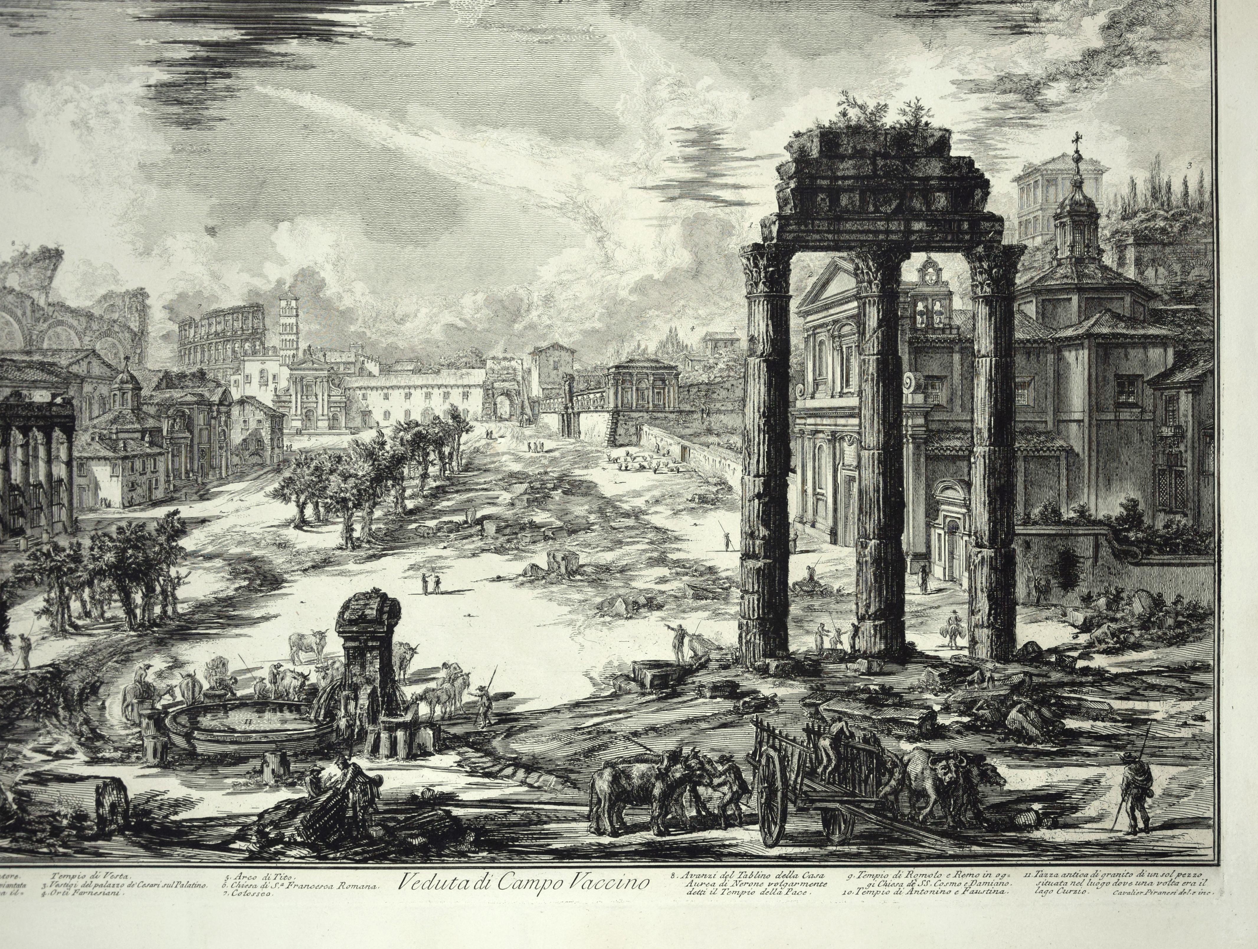 Vue du Campo Vaccino -  G. B. Piranesi - 1772 - Print de Giovanni Battista Piranesi