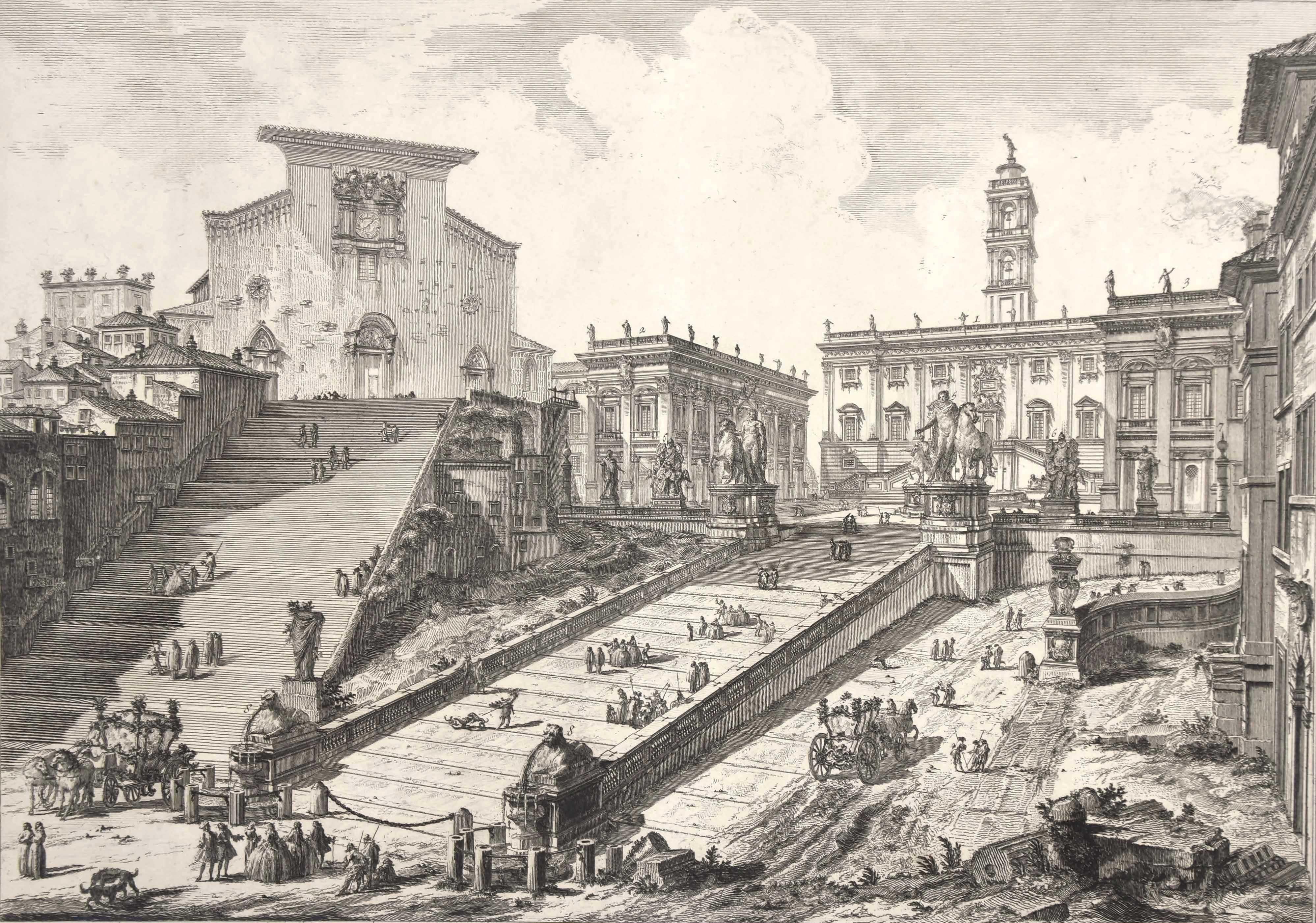 Blick auf den Kapitolinischen Hügel  - Radierung von G. B. Piranesi - 1775 – Print von Giovanni Battista Piranesi