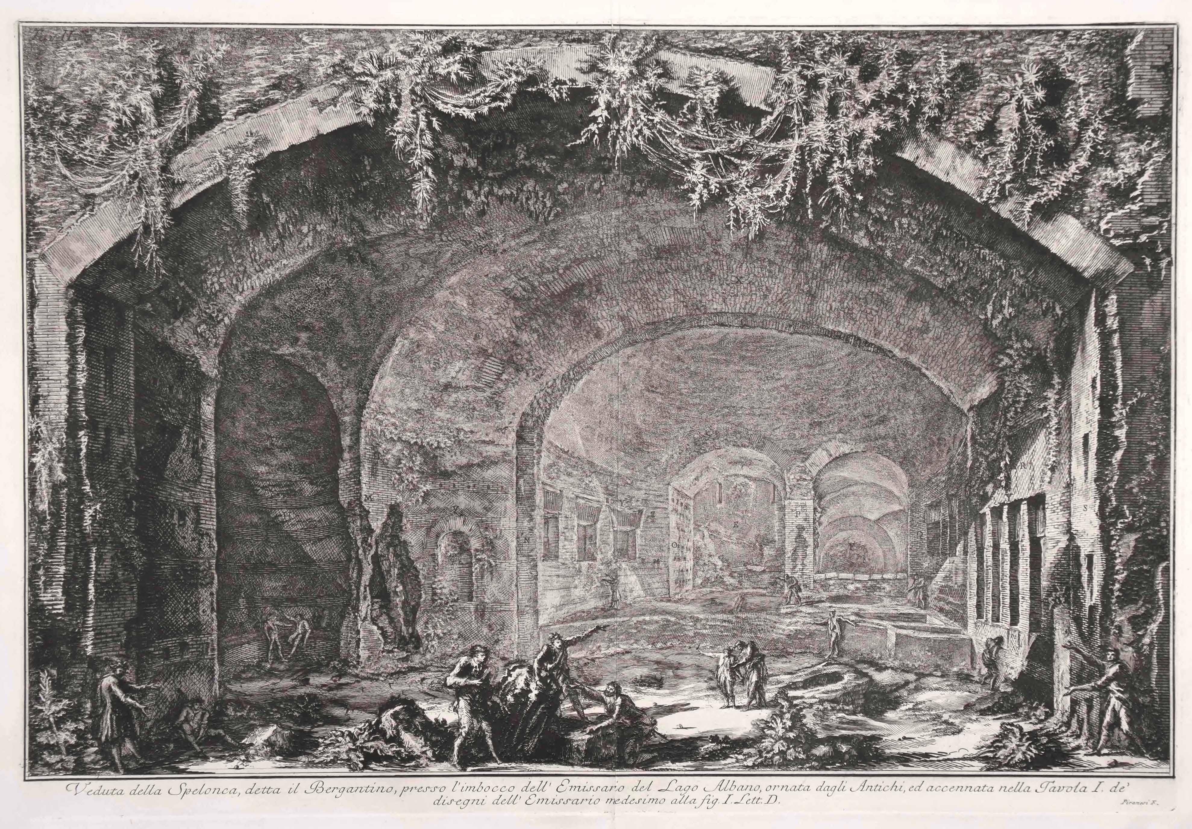 View of the Cave known as Bergantino  - Etching by G. B. Piranesi - 1762 - Print by Giovanni Battista Piranesi