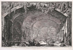 View of the Cave known as Bergantino  - Etching by G. B. Piranesi - 1762