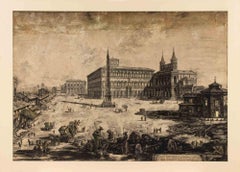 Vista de la Plaza de la Basílica de ... Aguafuerte de Giovan B. Piranesi - 1775