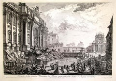 Antique View of Trevi Fountain - Original Etching by G. B. Piranesi - Mid 18th Century