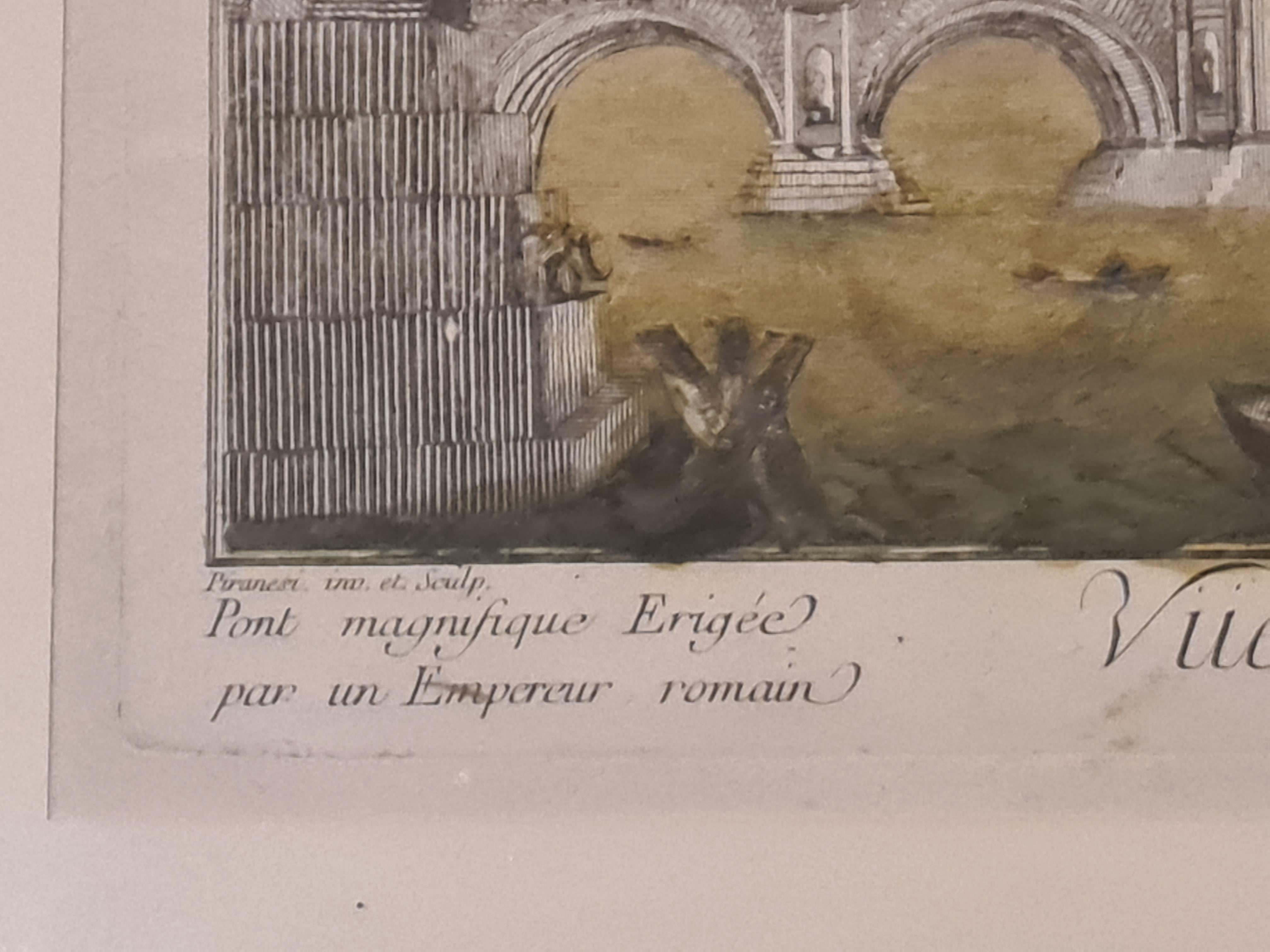 Piranesi, Hand Coloured Period Engraving, Vue d'un Superb Palais de Rome - Gray Landscape Print by Giovanni Battista Piranesi