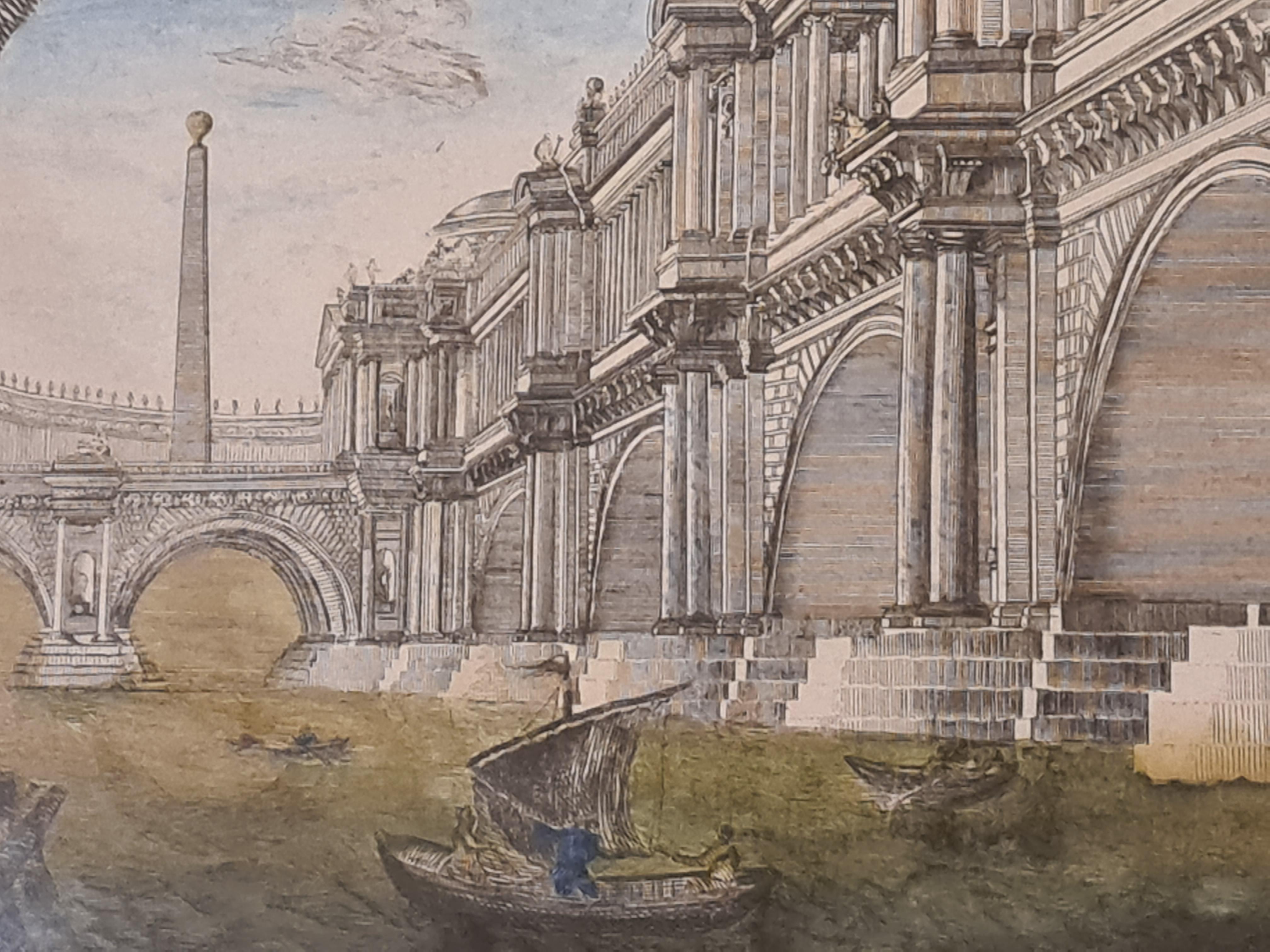 Piranesi, Hand Coloured Period Engraving, Vue d'un Superb Palais de Rome For Sale 1