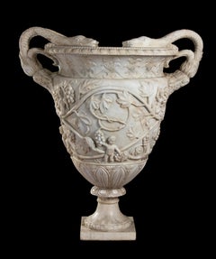 Monumental Pair of  White Marble Vases Classical Roman Grand Tour Piranesi 19th