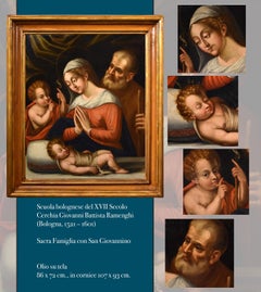 Holy Family Ramenghi Paint Oil on canvas Old master 17th Century Religious Art