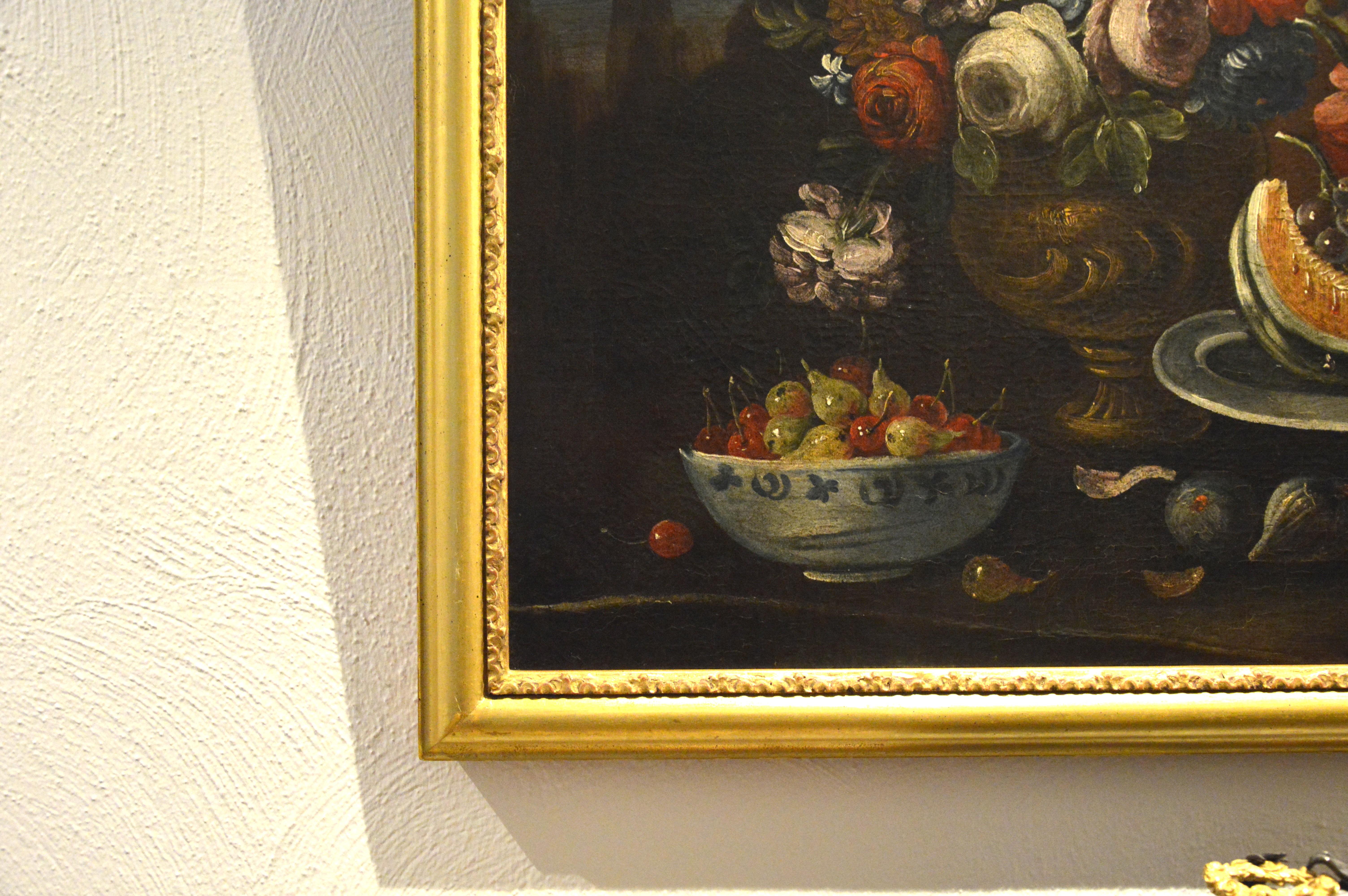 Still Life with Watermelons - Black Still-Life Painting by Giovanni Battista Ruoppolo 