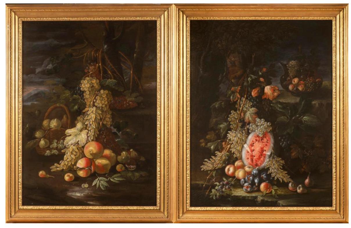Giovanni Battista Ruoppolo Figurative Painting - Pair of Exceptional Italian 17th Century Still-Life Paintings 
