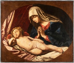 17th century Italian figure painting - Virgin Child - Oil on canvas Sassoferrato