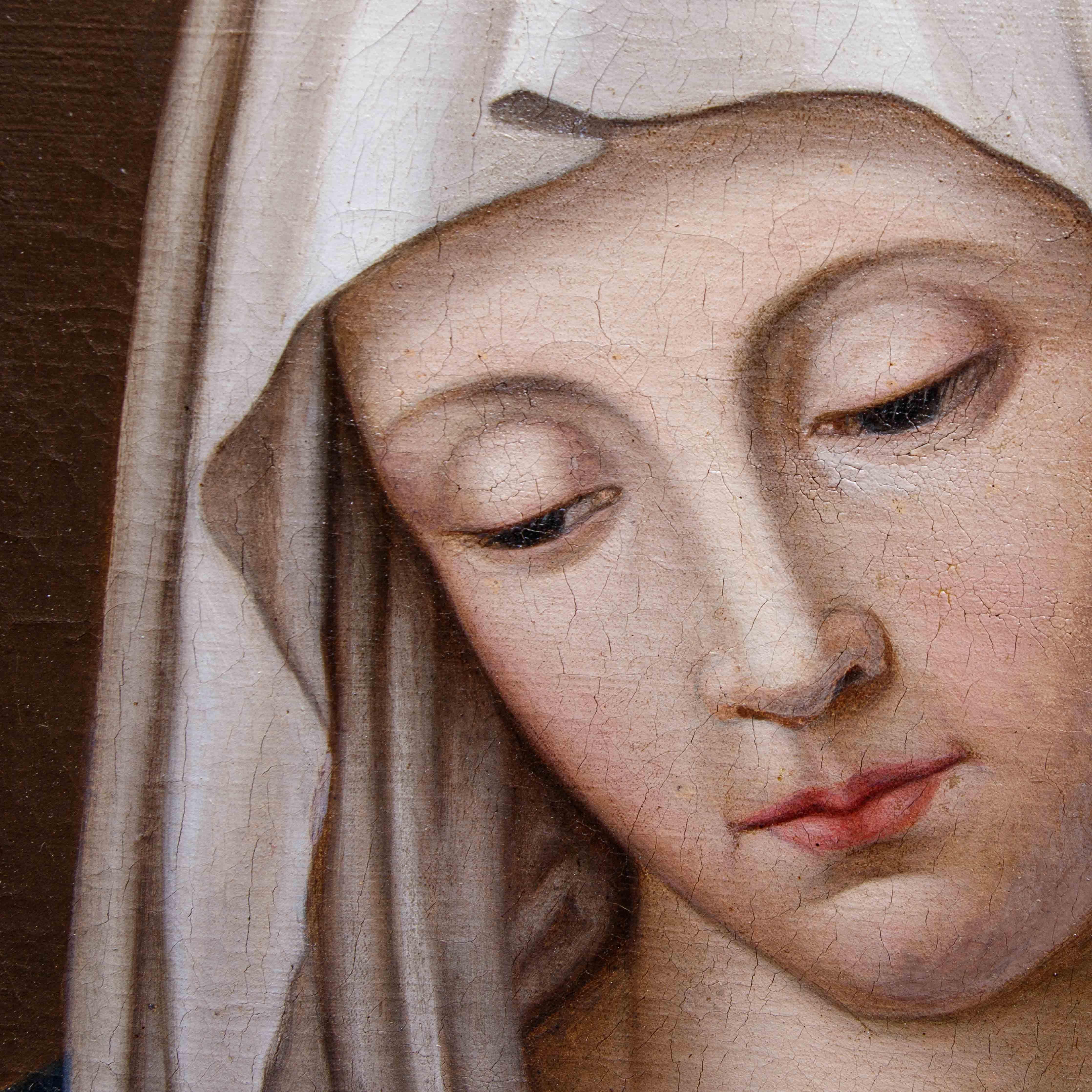 da Giovanni Battista Salvi, detto il Sassoferrato, Madonna orante (Brown), Portrait Painting, von Giovanni Battista Salvi da Sassoferrato