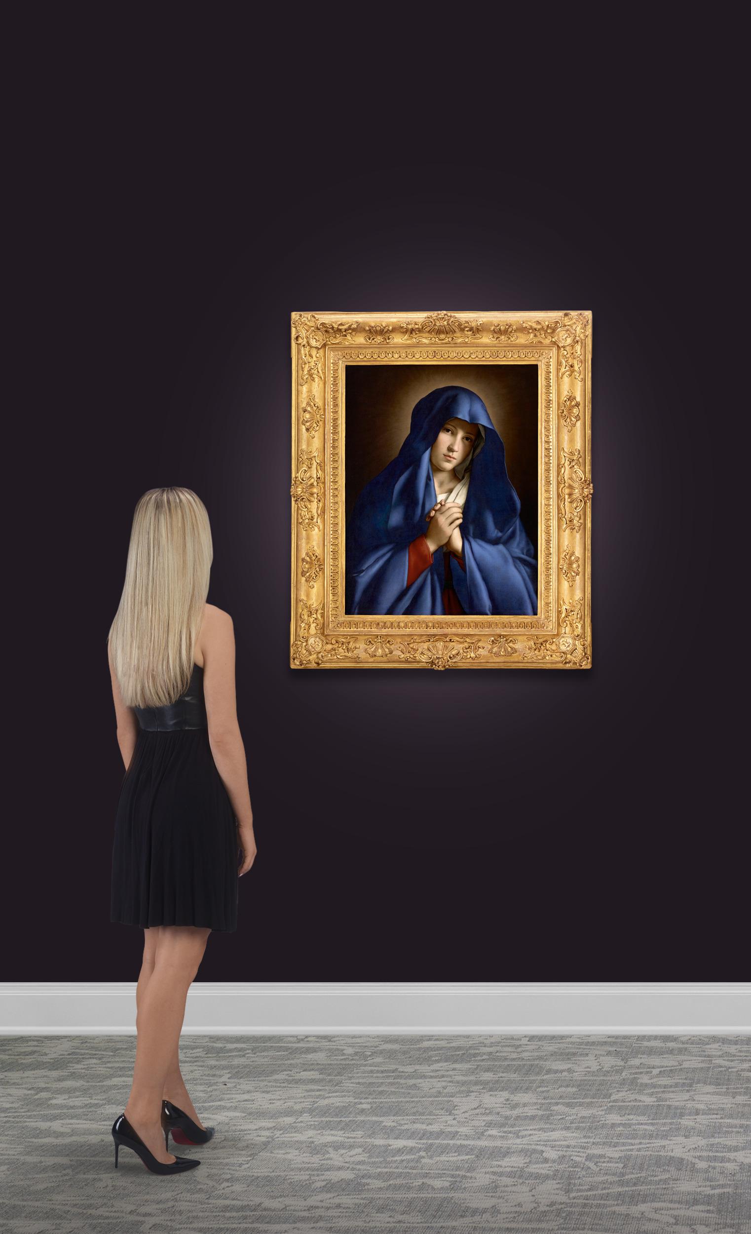 Madonna Addolorata par Sassoferrato - Noir Portrait Painting par Giovanni Battista Salvi da Sassoferrato