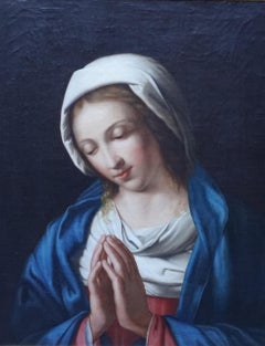 Portrait of Madonna at Prayer - Italian Old Master art religious oil painting