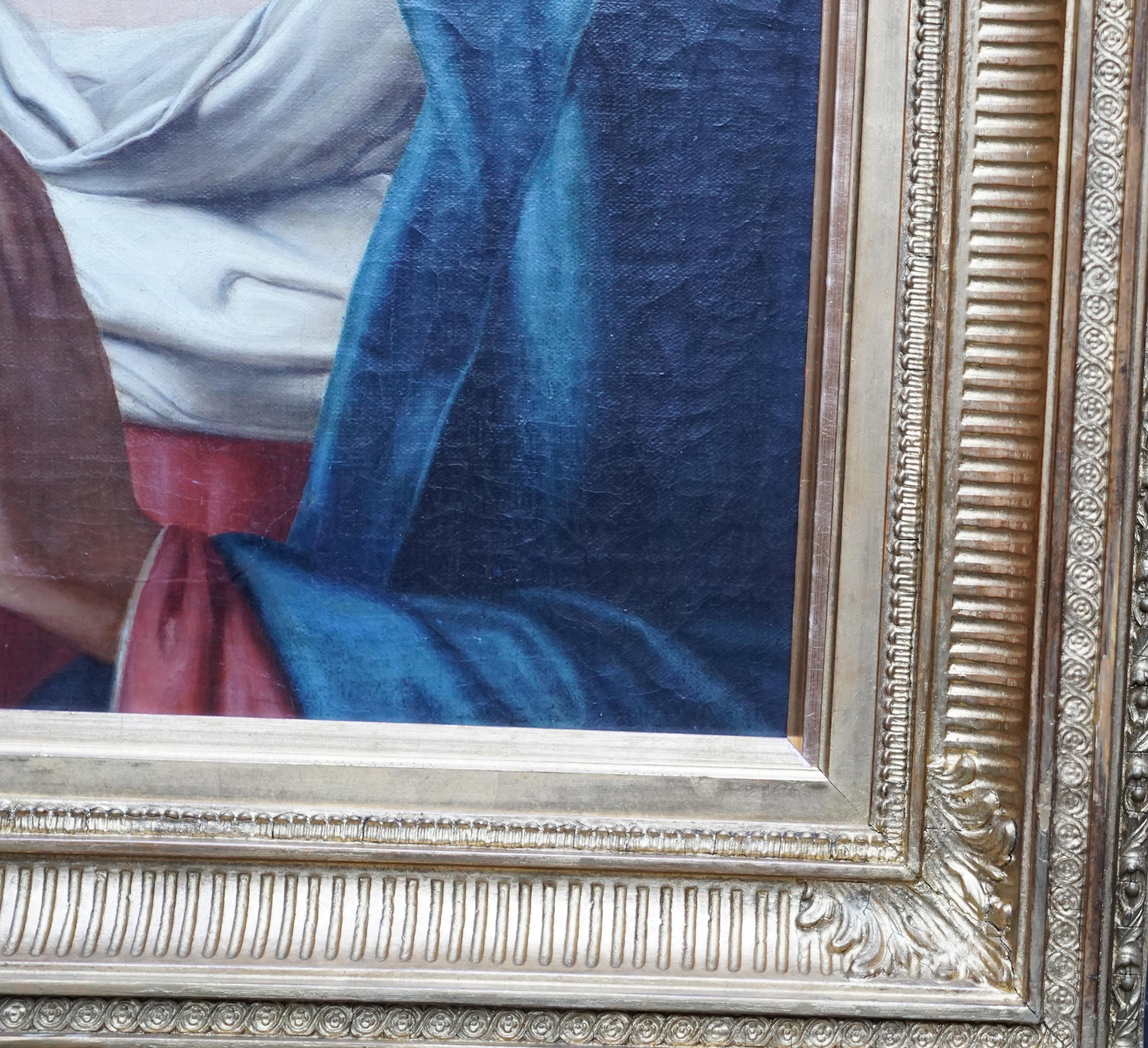 Porträt von Madonna im Gebet – Italienisches religiöses Ölgemälde eines Alten Meisters im Angebot 3