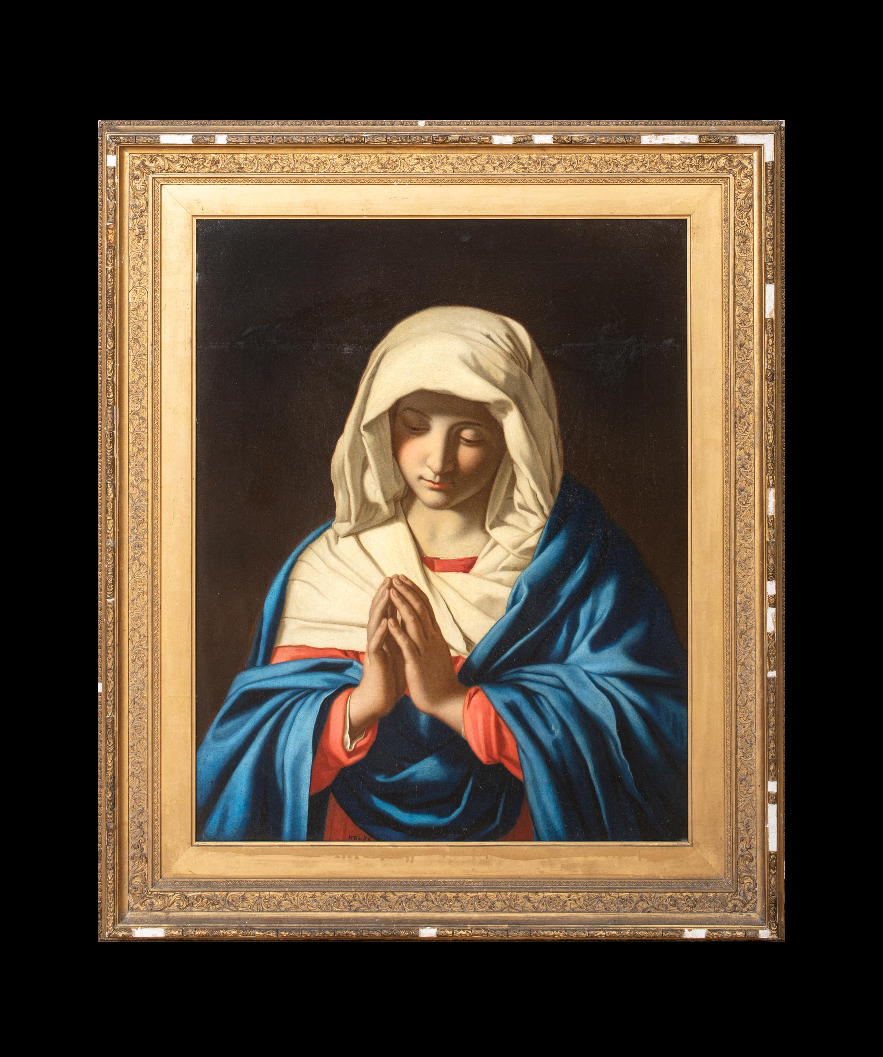 La Virgen en oración, siglo XIX  SASSOFERRATO (1609-1685) - Painting de Giovanni Battista Salvi da Sassoferrato