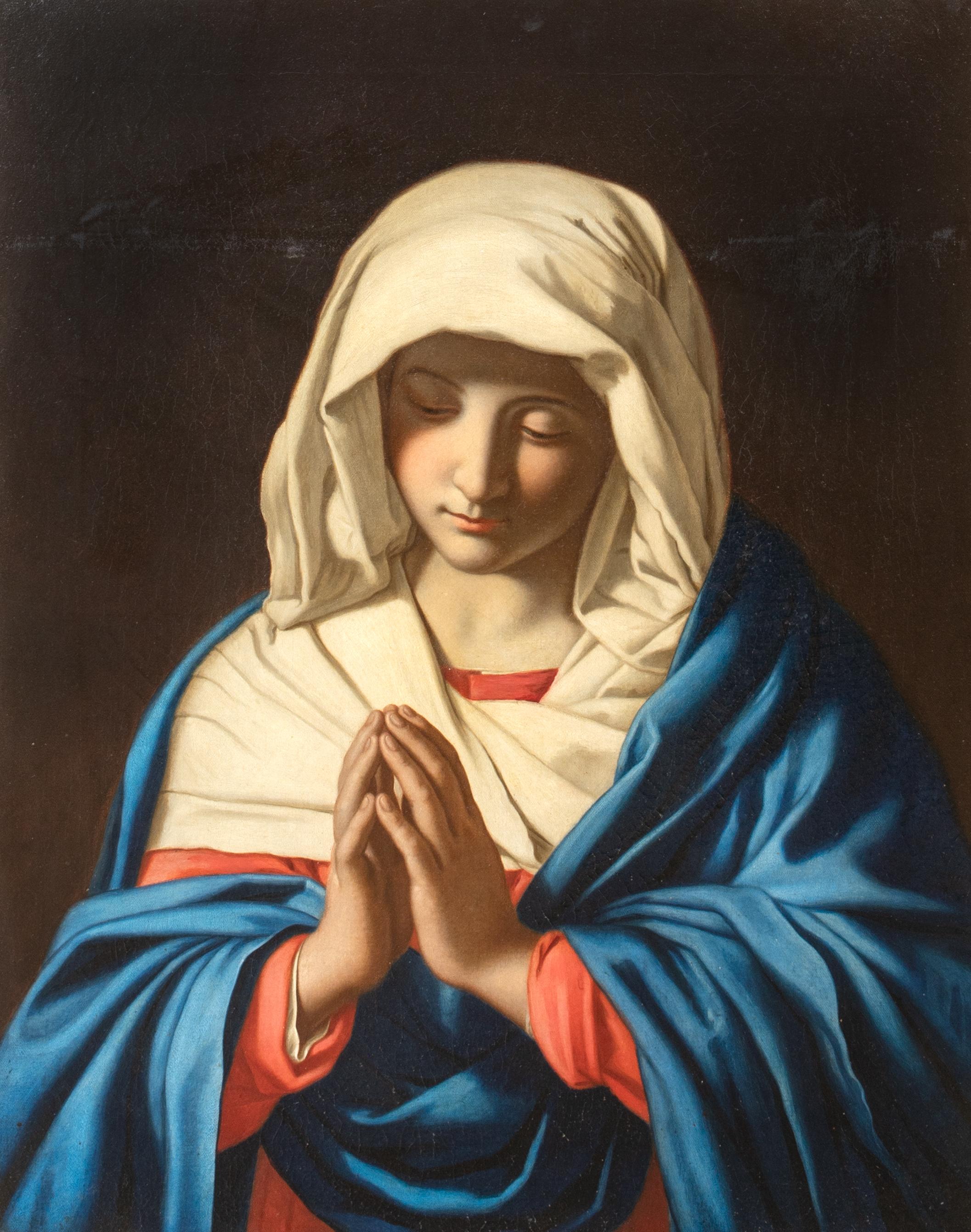 La Virgen en oración, siglo XIX  SASSOFERRATO (1609-1685) - Portrait Painting Marrón de Giovanni Battista Salvi da Sassoferrato