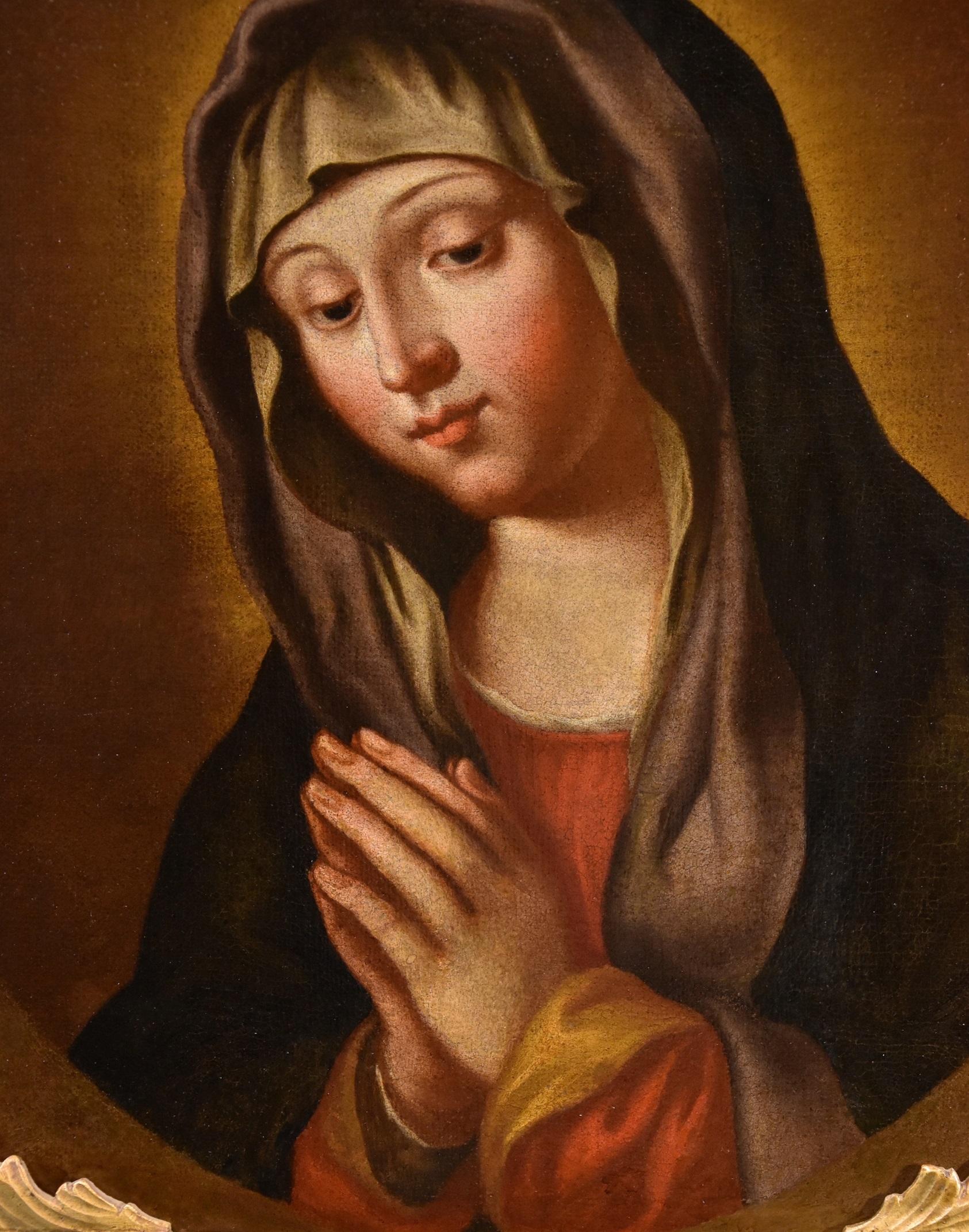 Madonna di Sassoferrato 17/18° Secolo Olio su tela Antico Maestro Italia - Portrait Painting Marrone di Giovanni Battista Salvi, Dit Sassoferrato (1609 - 1685) 
