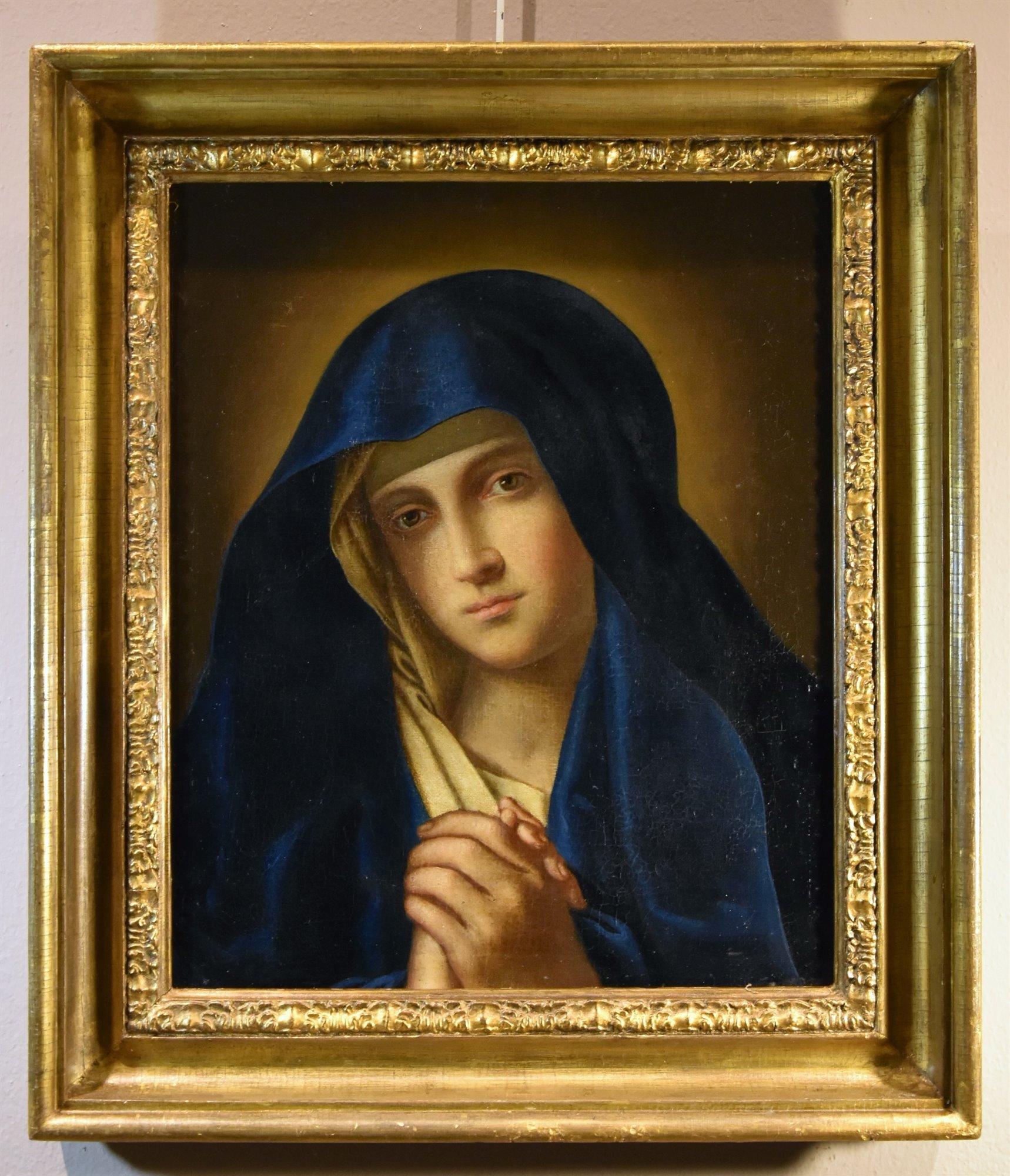 Madonna Jungfrau 17. Jahrhundert Sassoferrato Gemälde Öl auf Leinwand Alter Meister Italien (Alte Meister), Painting, von Giovanni Battista Salvi, known as Sassoferrato (Sassoferrato 1609 - Rome 1685) 