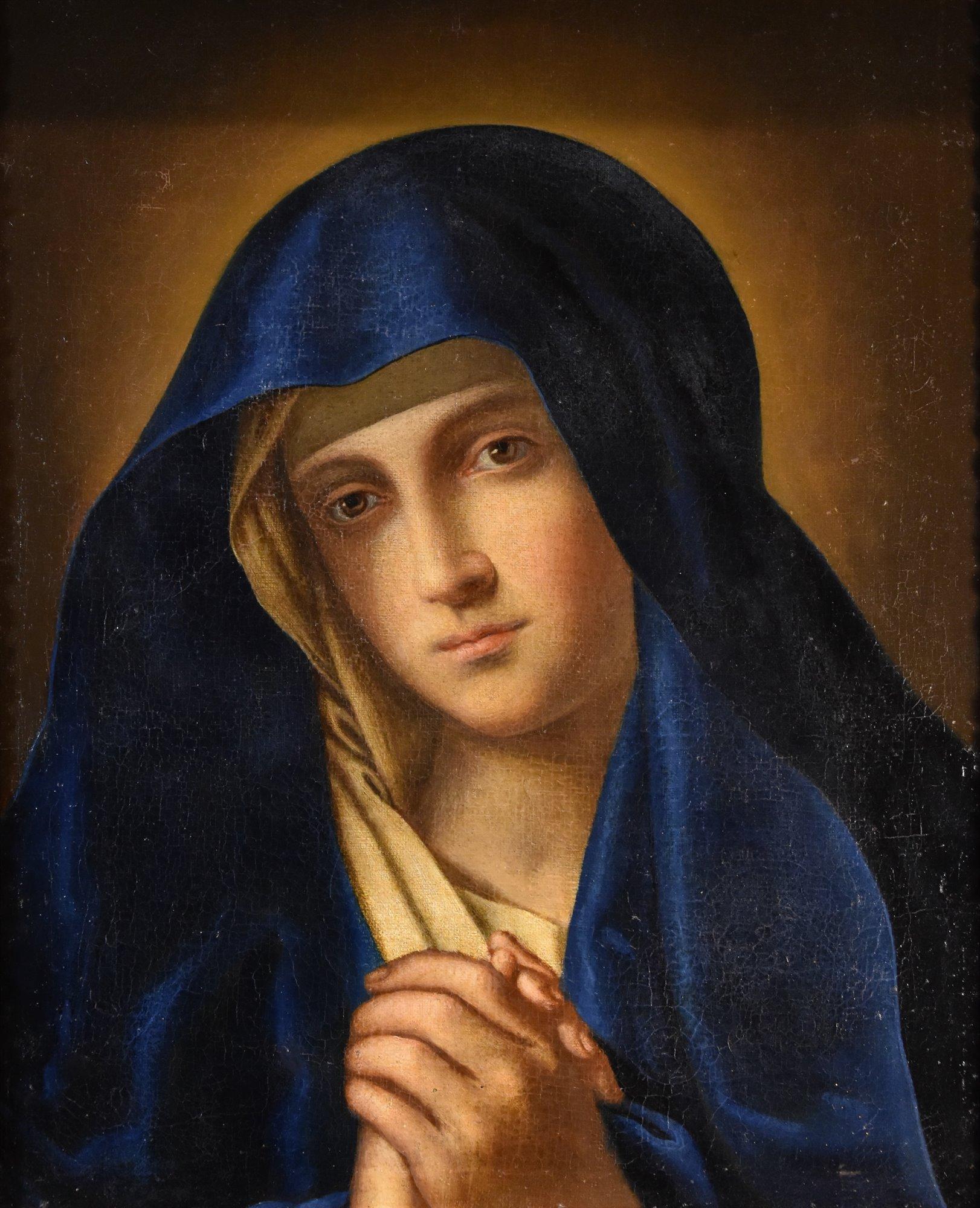 Madone Vierge 17ème Siècle Peinture Sassoferrato Huile sur toile Vieux maître Italie