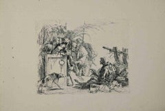 Death Holds an Audience - Etching by G.B. Tiepolo - 1785