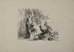 Man and Soldier with an Urn - Etching by G.B. Tiepolo - 1785