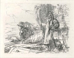 Philosopher Standing with Two Figures - Original Etching by G.B. Tiepolo 