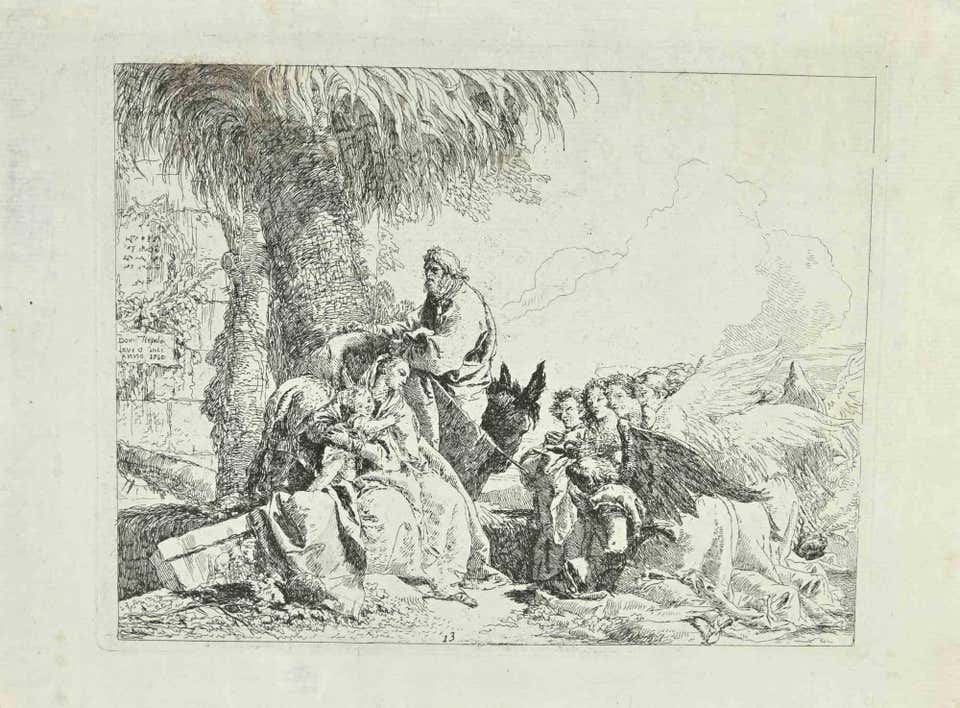 Rest on the Flight into Egypt - Etching by Giambattista Tiepolo - 1750