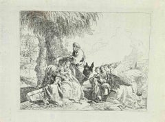 Repos lors de la fuite en Égypte - Gravure de Giambattista Tiepolo - 1750