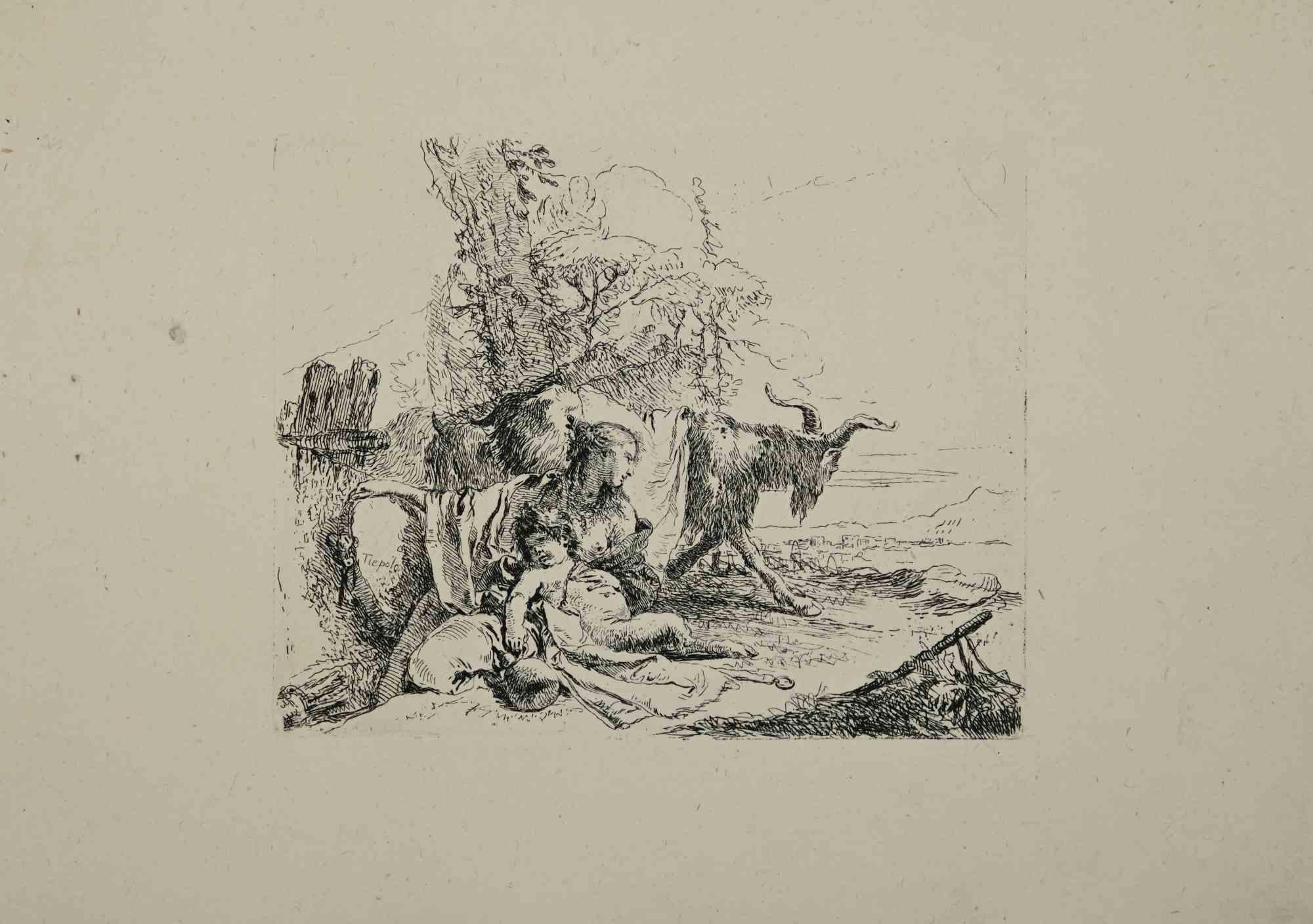 Giovanni Battista Tiepolo Figurative Print - The Nynph and the Centaur  - Etching by G.B. Tiepolo - 1785