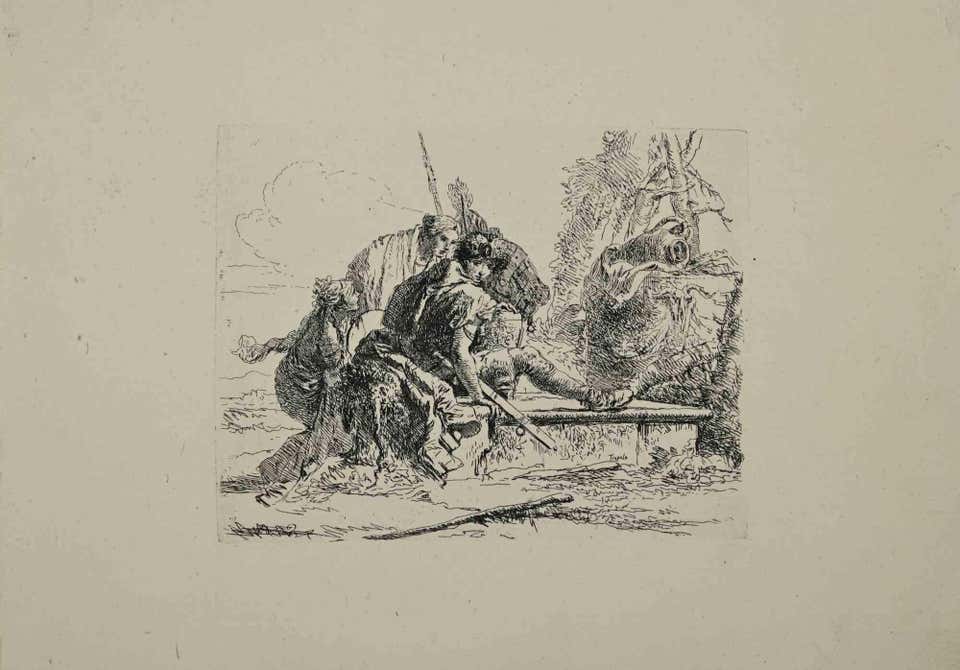 Woman Soldiers - Etching by G.B. Tiepolo - 1785