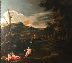 Important 17' Century Mythological Painting Diana and Actaeon Oil on Canvas