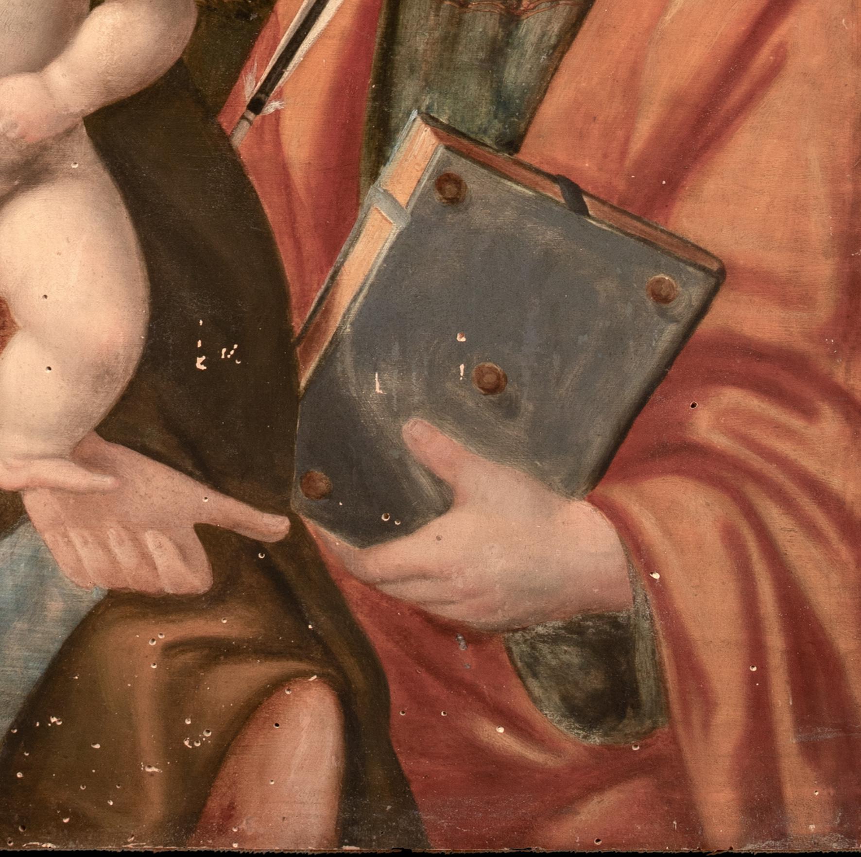 Madone et enfant avec saint Dominique et sainte Ursule, XVIe siècle

École de GIOVANNI BELLINI (1430-1516)

Grande représentation de maître ancien de l'école vénitienne vers 1500 de la Madone et de l'Enfant accompagnés de Sainte Ursule et de Saint