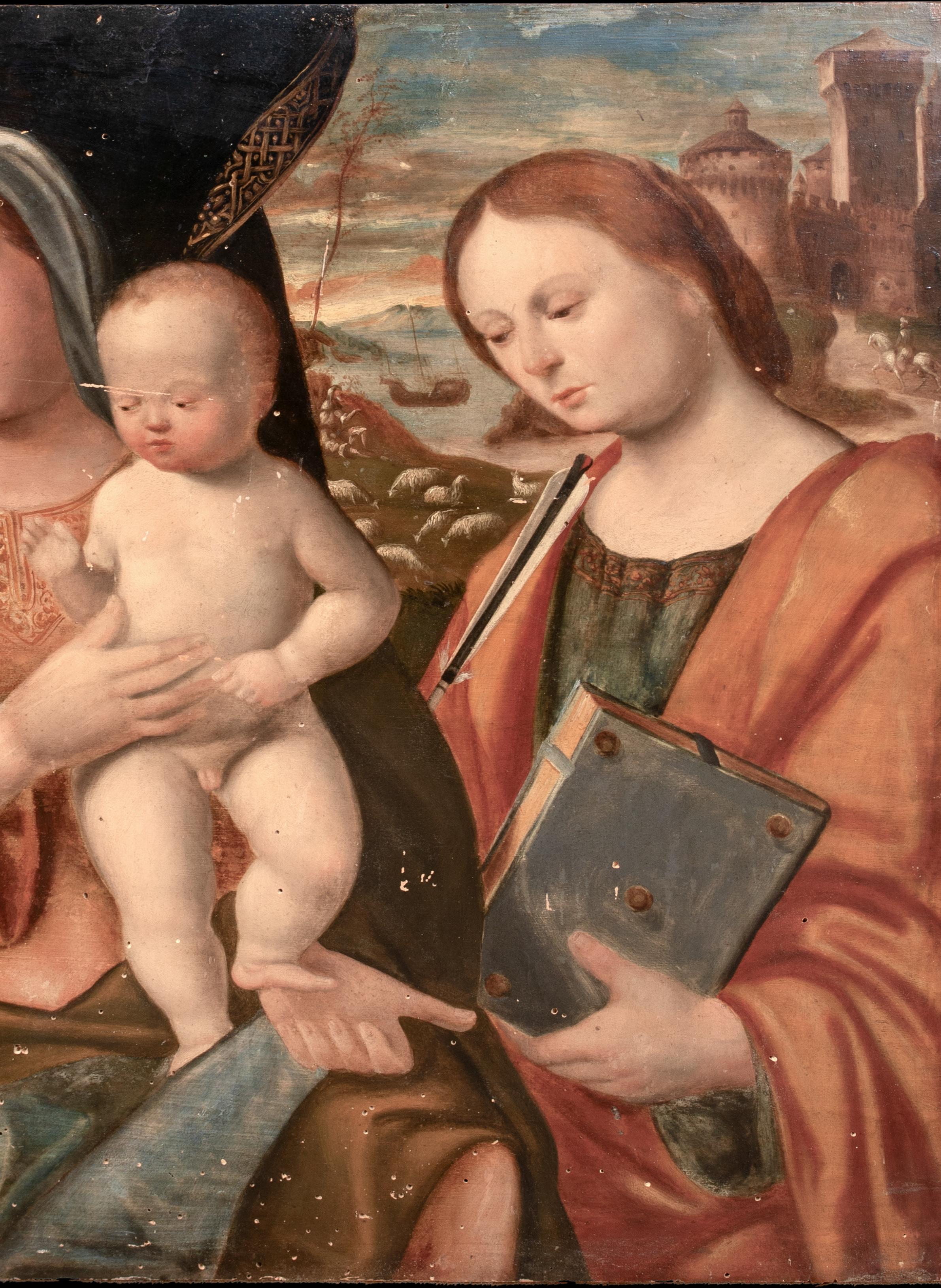 Madone et enfant avec saint Dominique et sainte Ursule, XVIe siècle  vers 1510 en vente 2