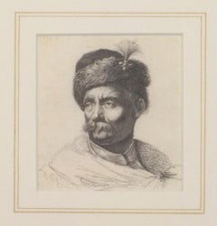 "Portrait of a Man" original engraving by Italian Baroque artist Castiglione